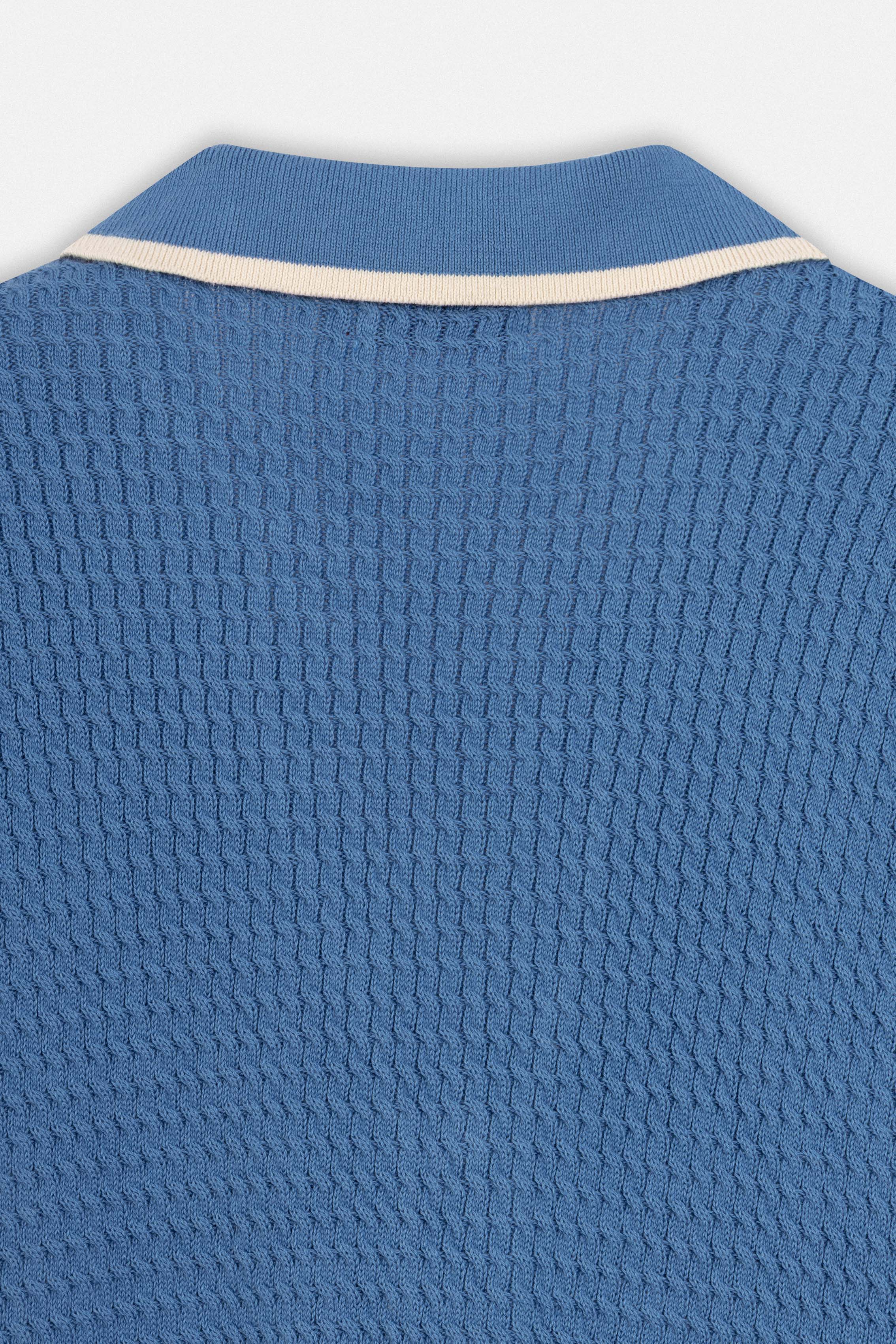 Jacquard half placket Blue Womens Polo T-shirt - Image 7