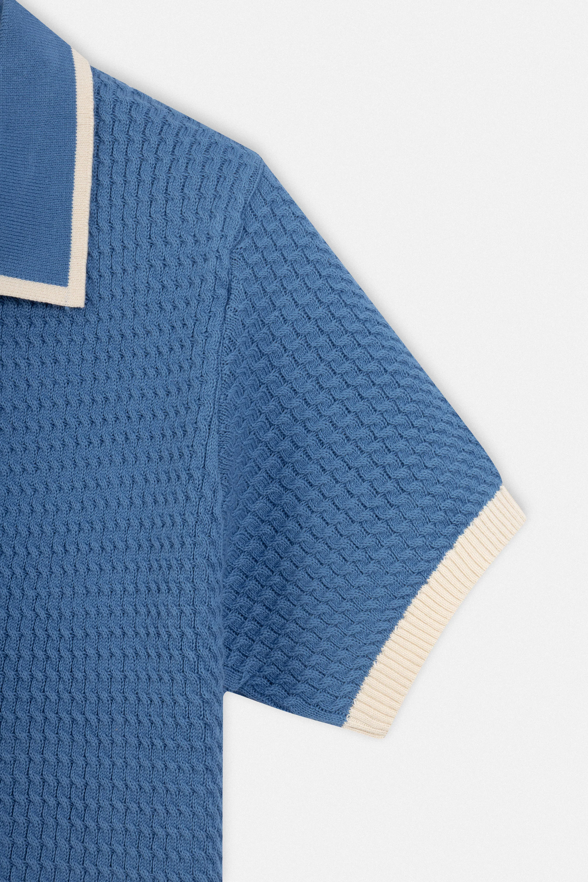Jacquard half placket Blue Womens Polo T-shirt - Image 8