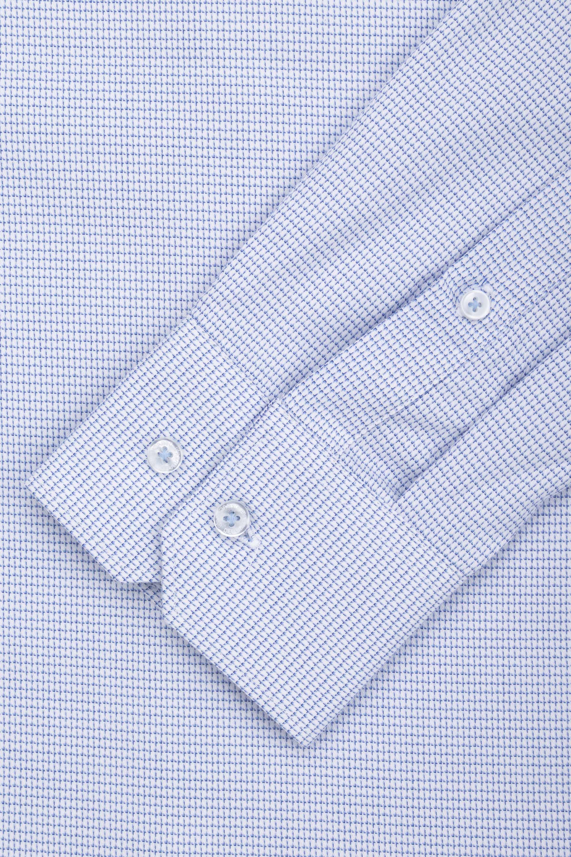jacquard Light Blue Smart Casual Shirt - Image 3