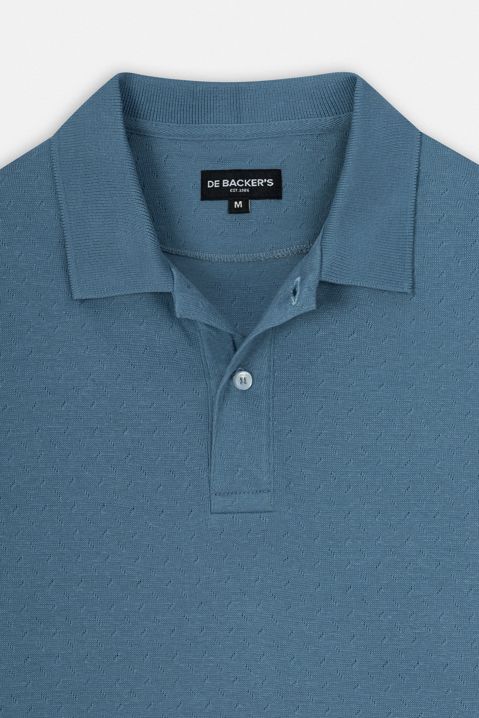 Jacquard Pique Basic Metallic Blue Polo - Image 2