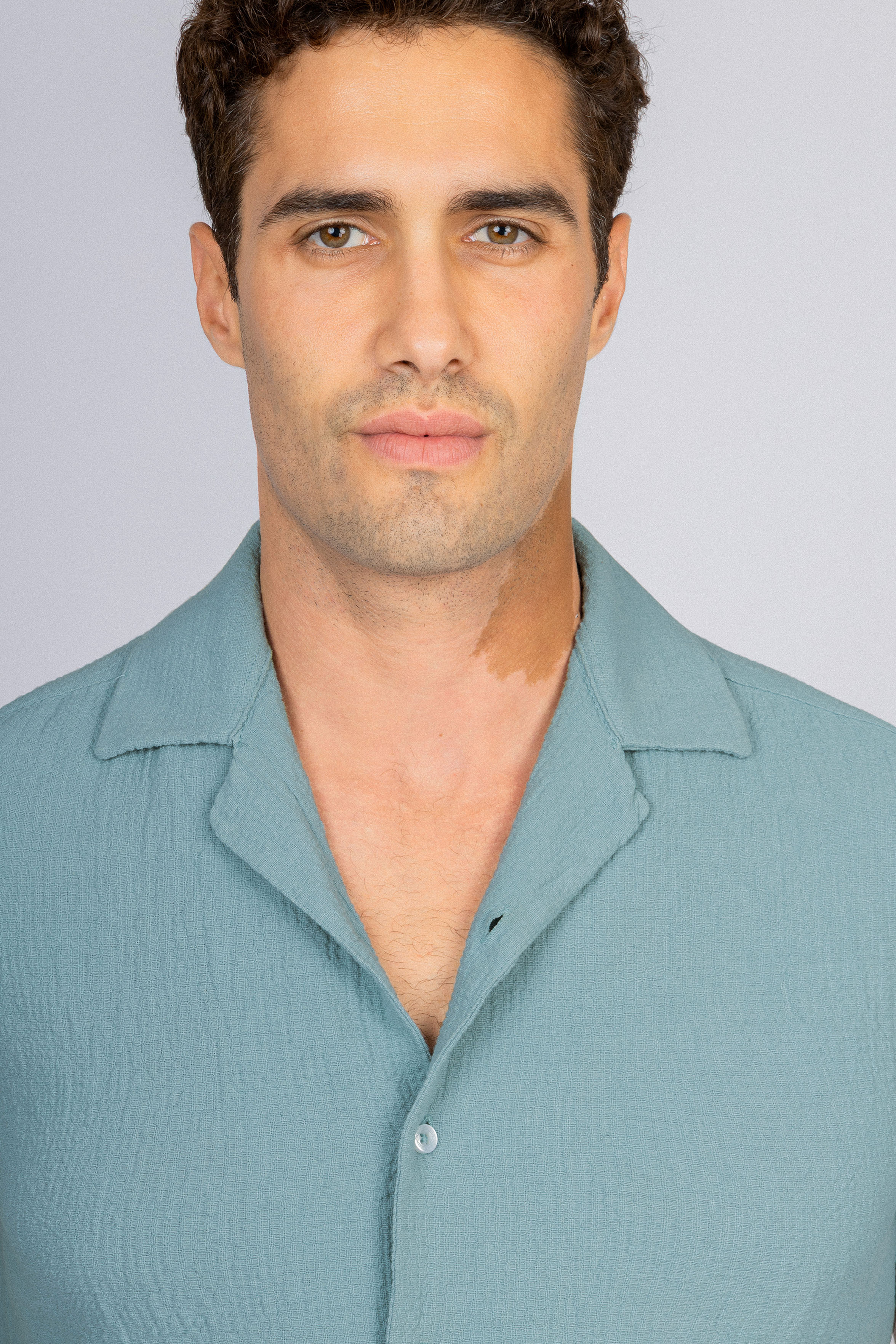Jacquard Turquoise Short Sleeves Shirt - Image 3