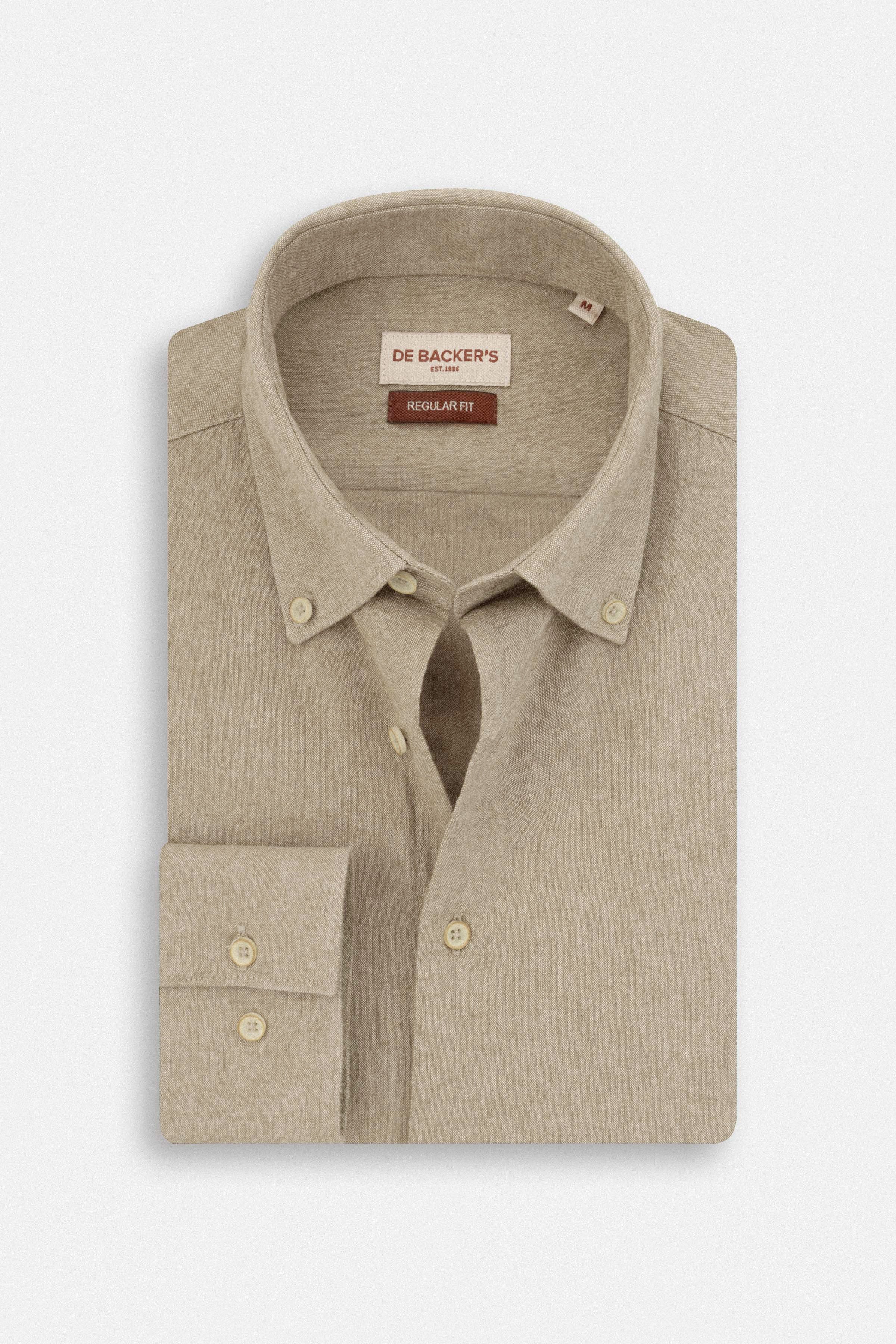 Khaki Casual Linen Blend Shirt - Image 4