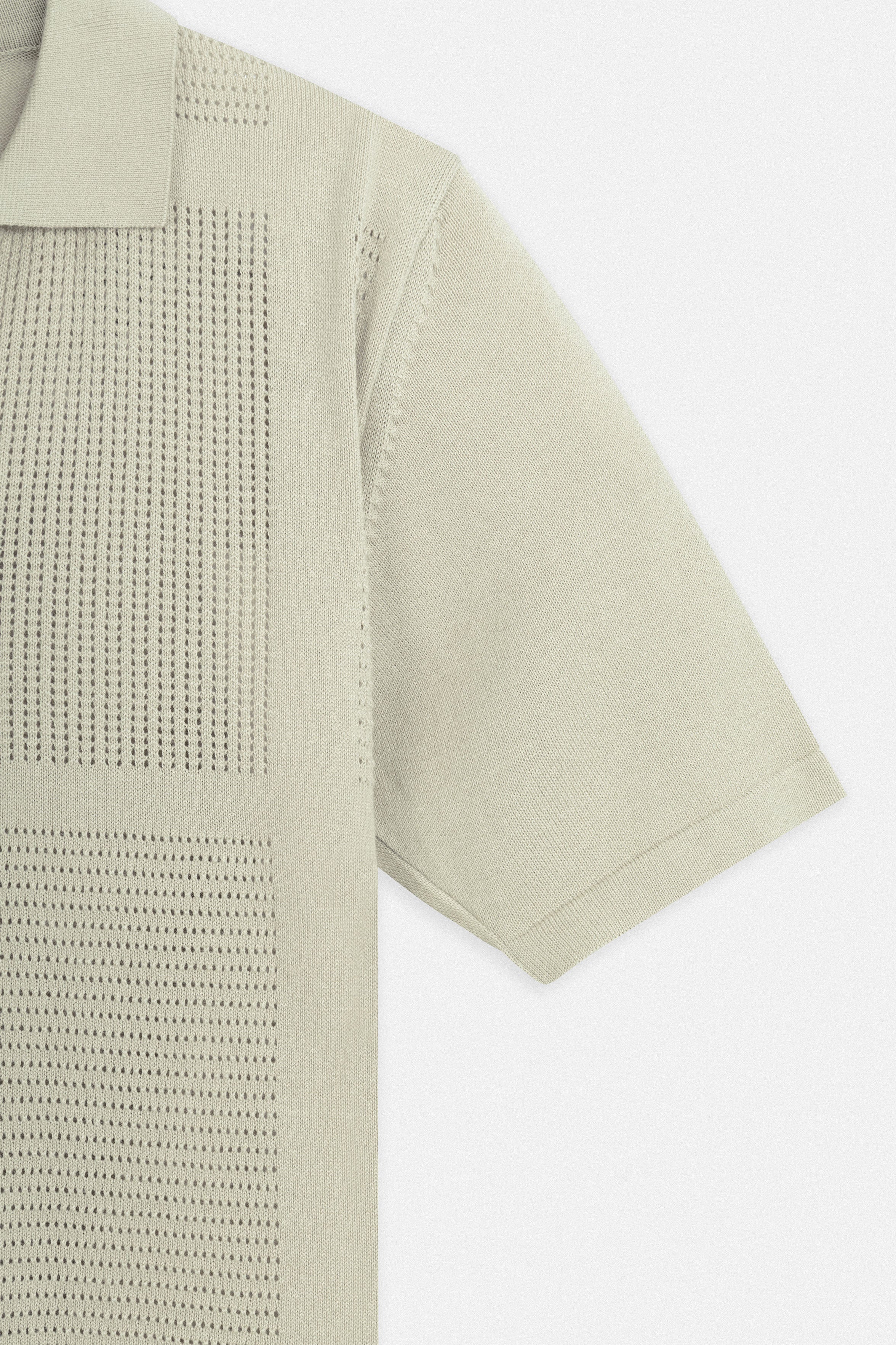Knitted Beige Short Sleeves Shirt - Image 3