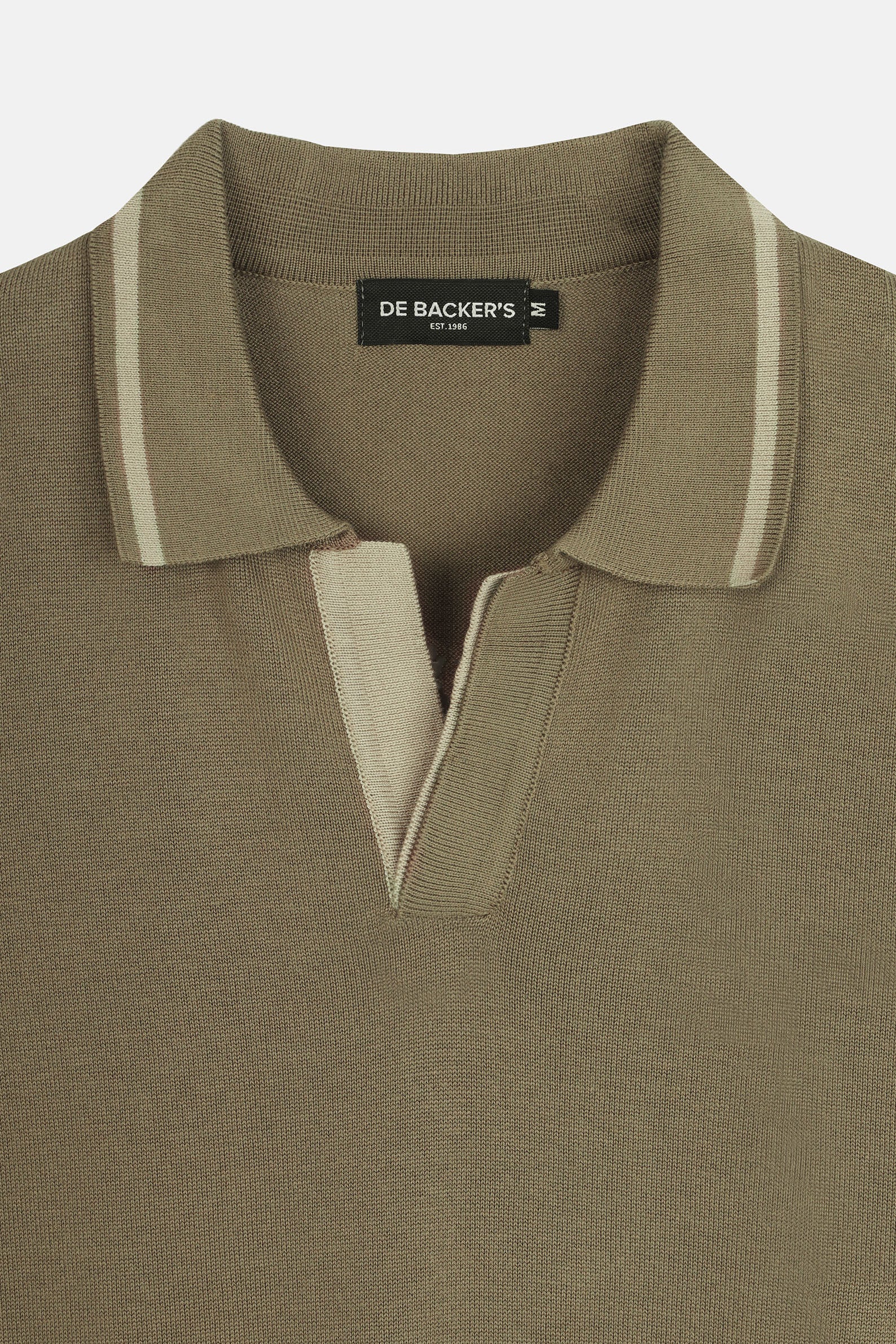 Knitted Camel V-Neck Polo - Image 2