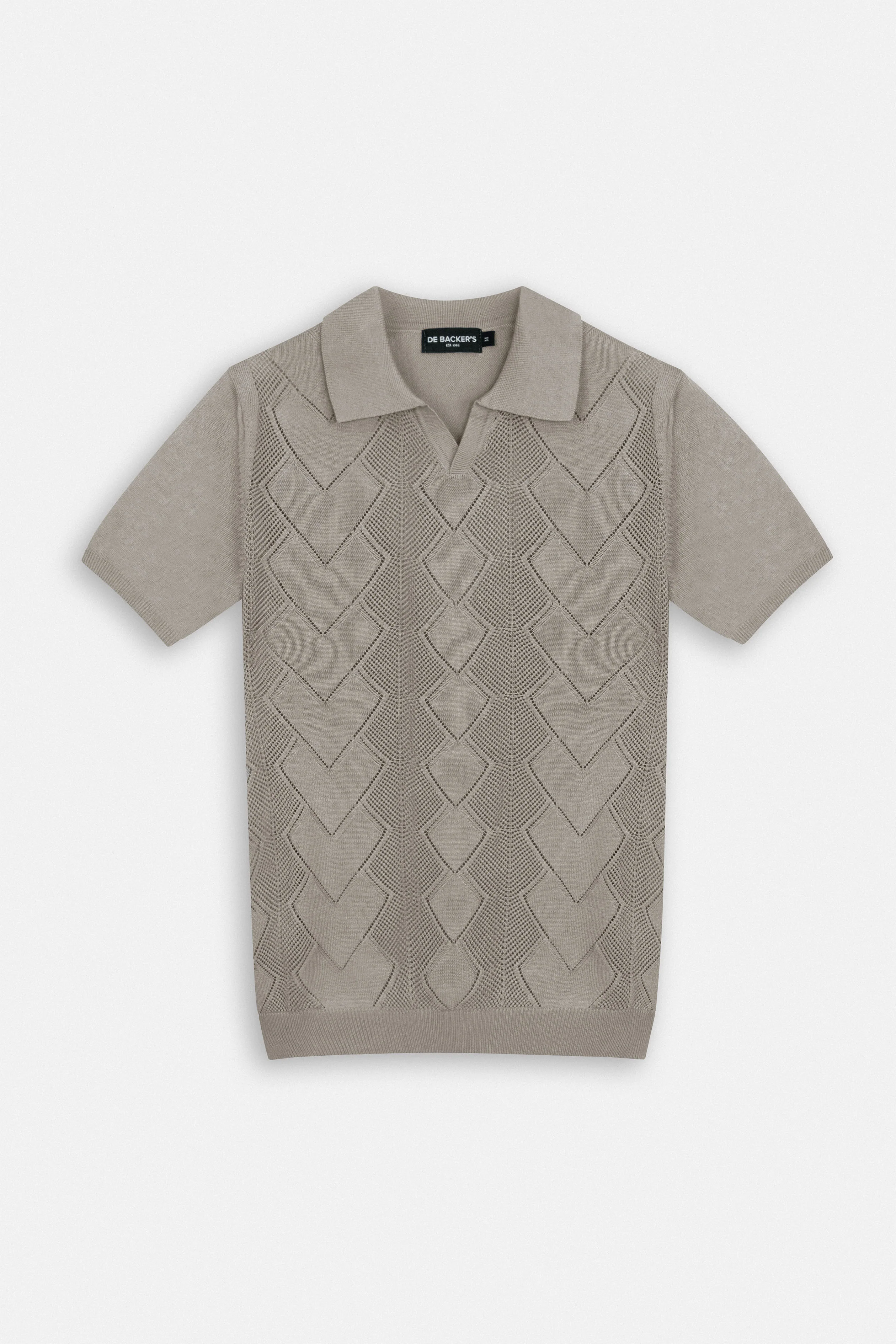 Knitted Beige V neck Polo - Image 5