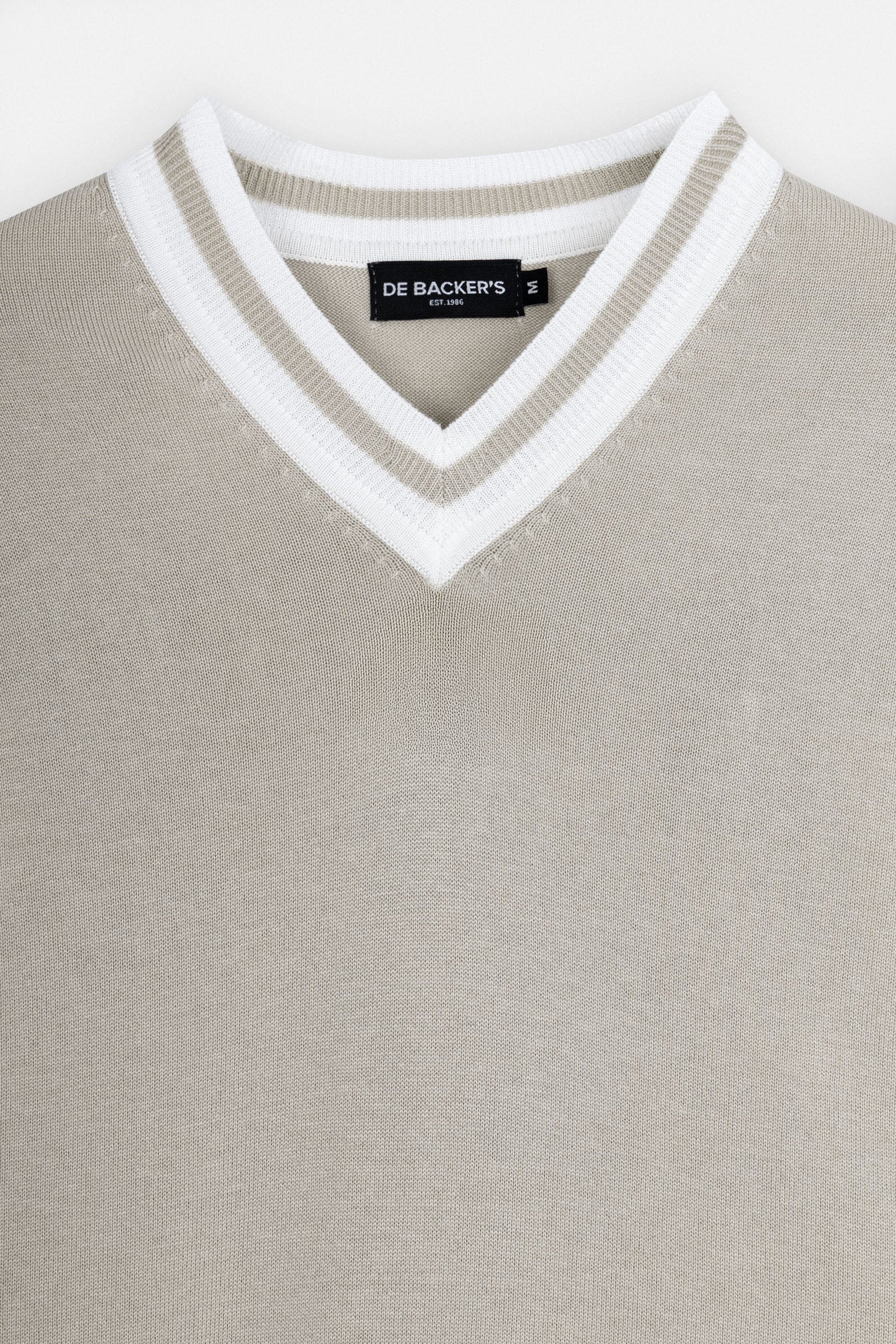 Knitted Light Beige V-Neck T-Shirt - Image 6