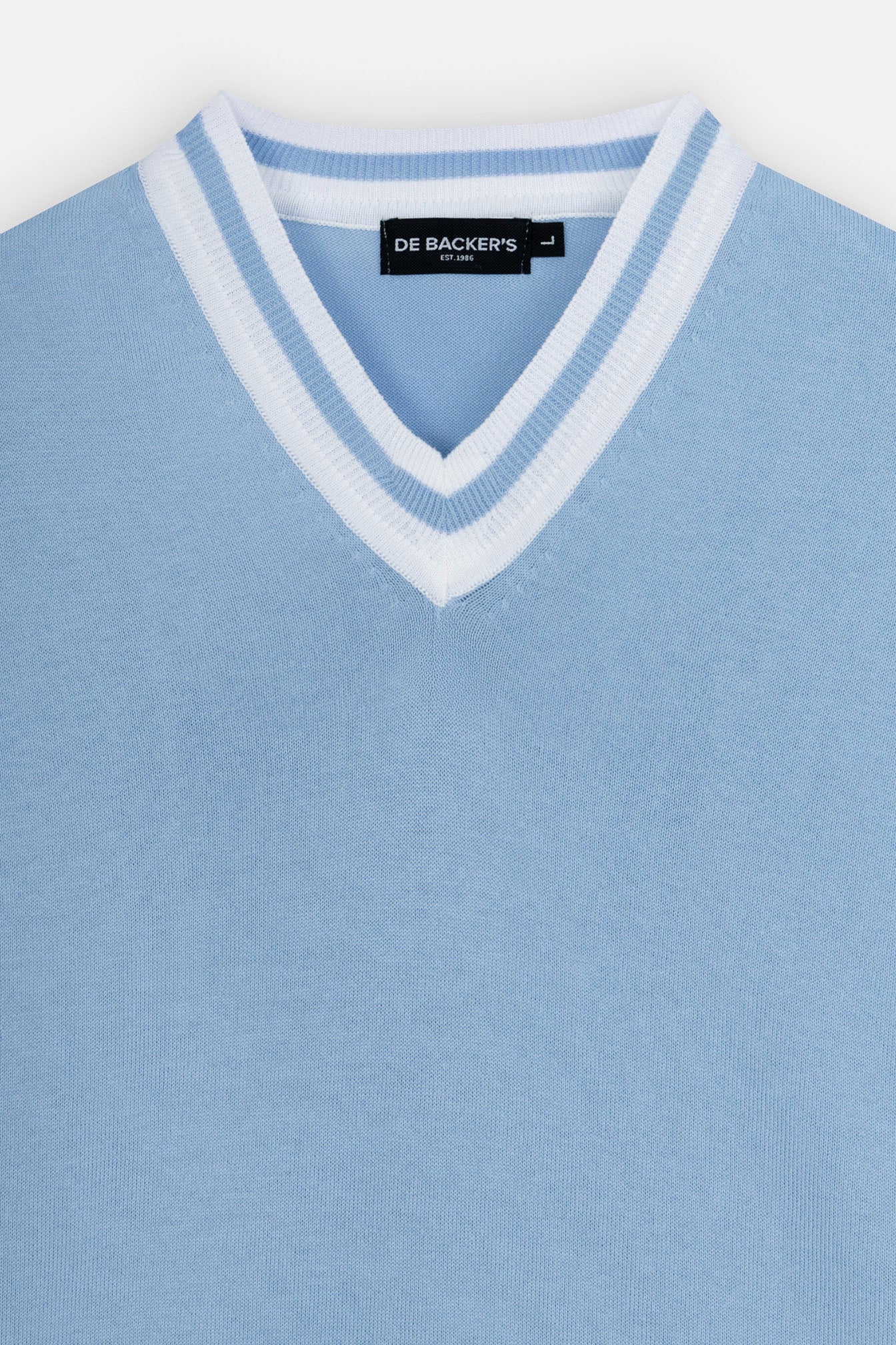 Knitted Light Blue V-Neck T-Shirt - Image 5