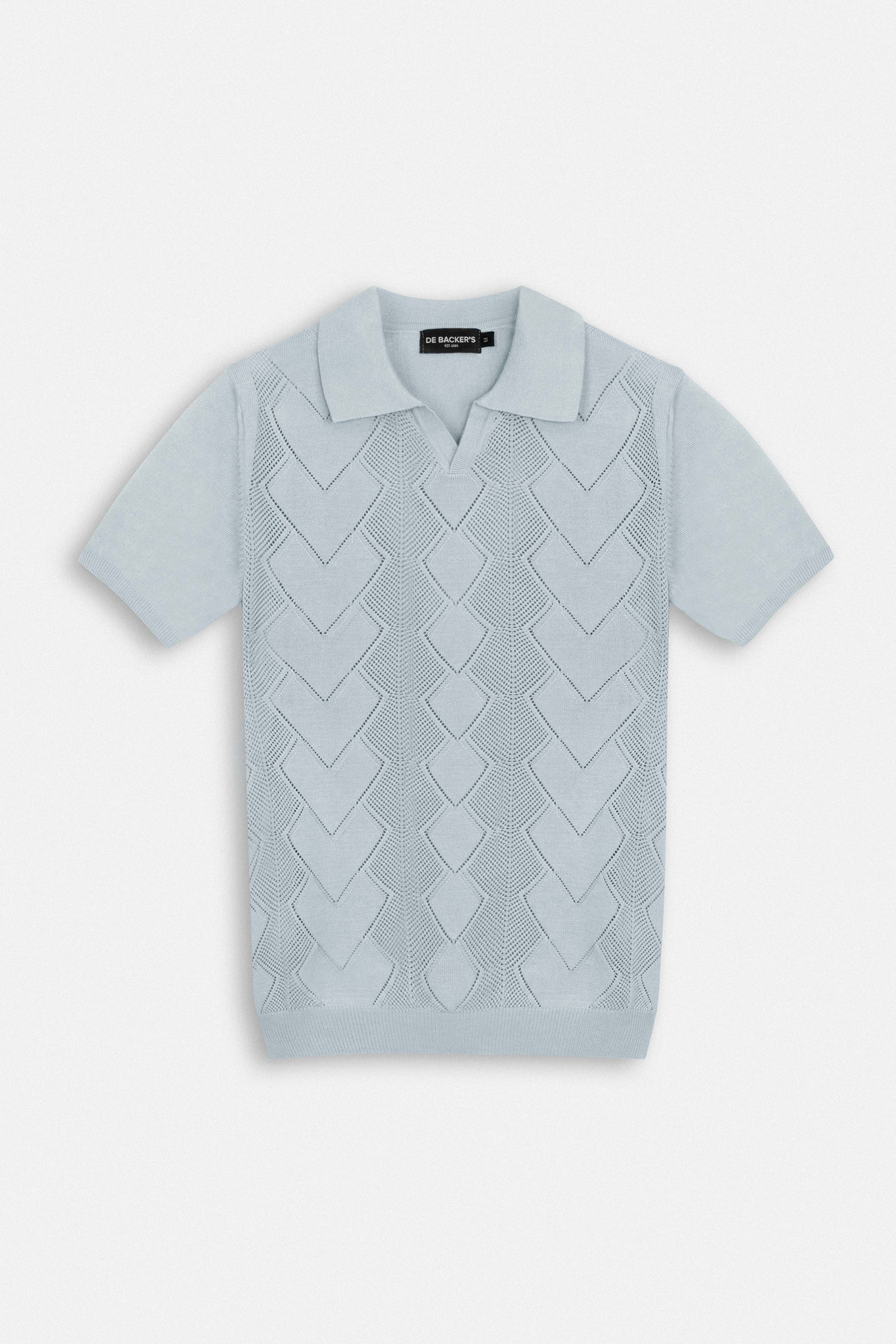 Knitted Light Gray V Neck Polo