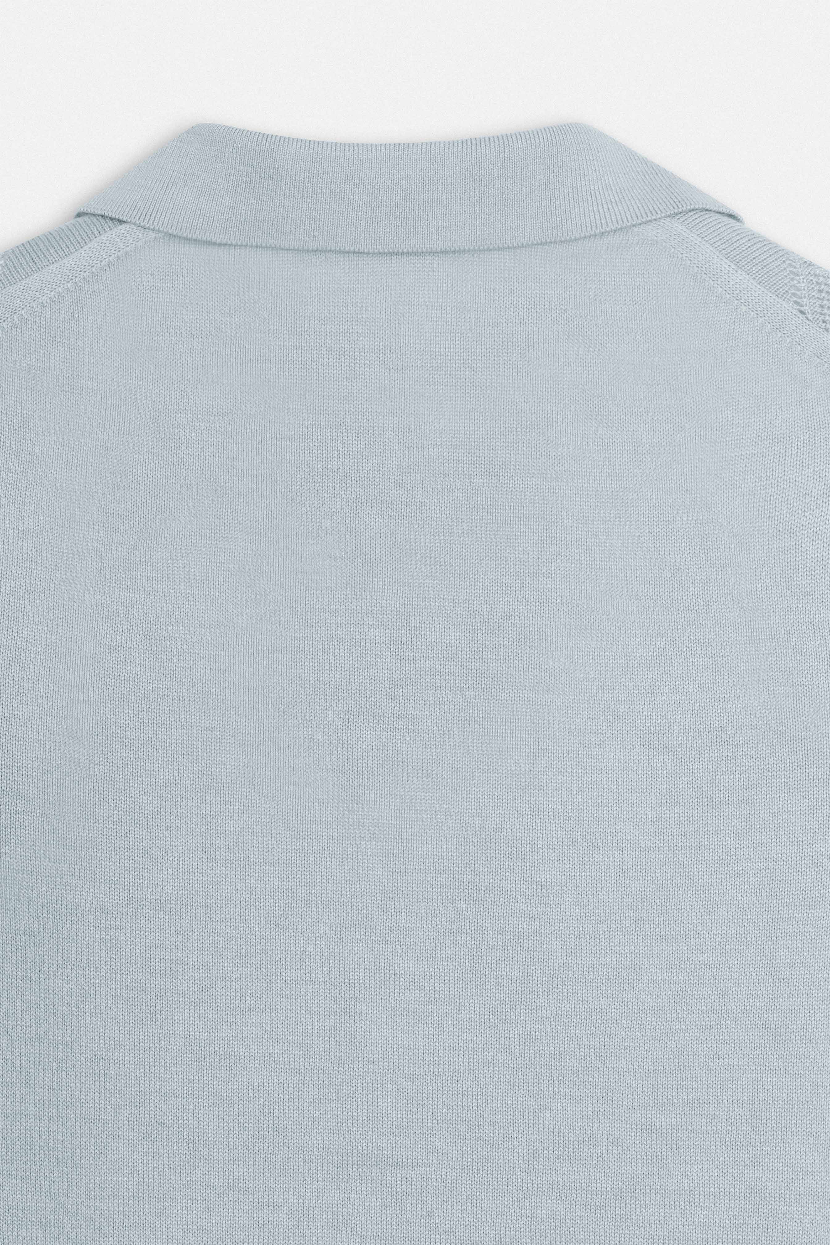 Knitted Light Gray V Neck Polo - Image 4