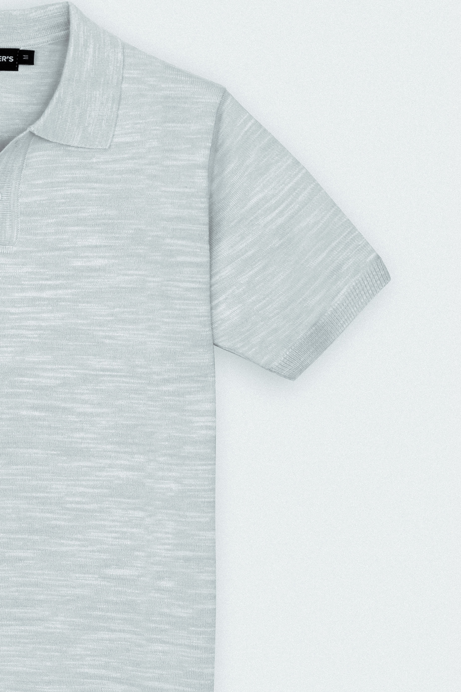 Knitted Light Gray Polo T-Shirt - Image 6