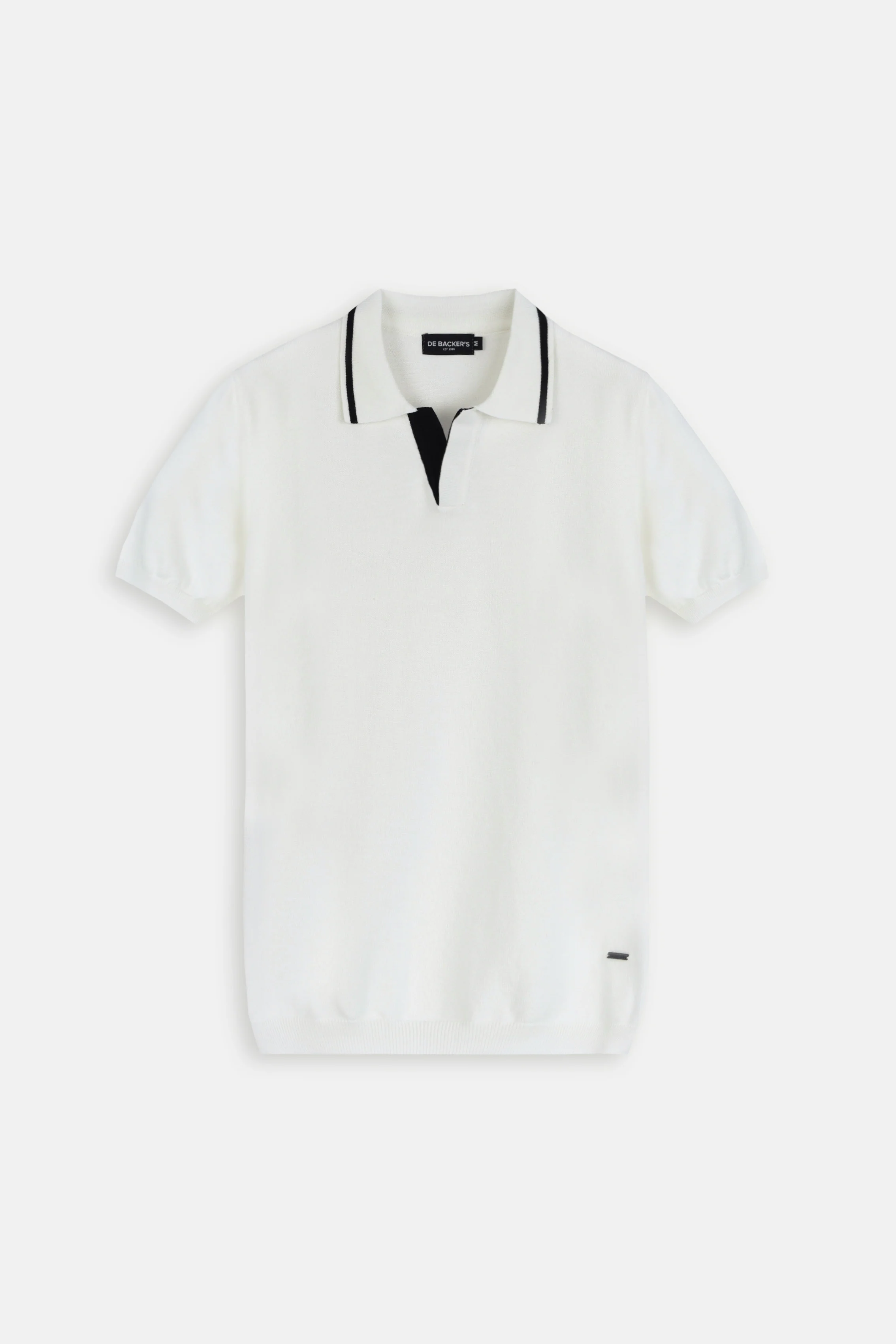 Knitted Off White V-Neck Polo