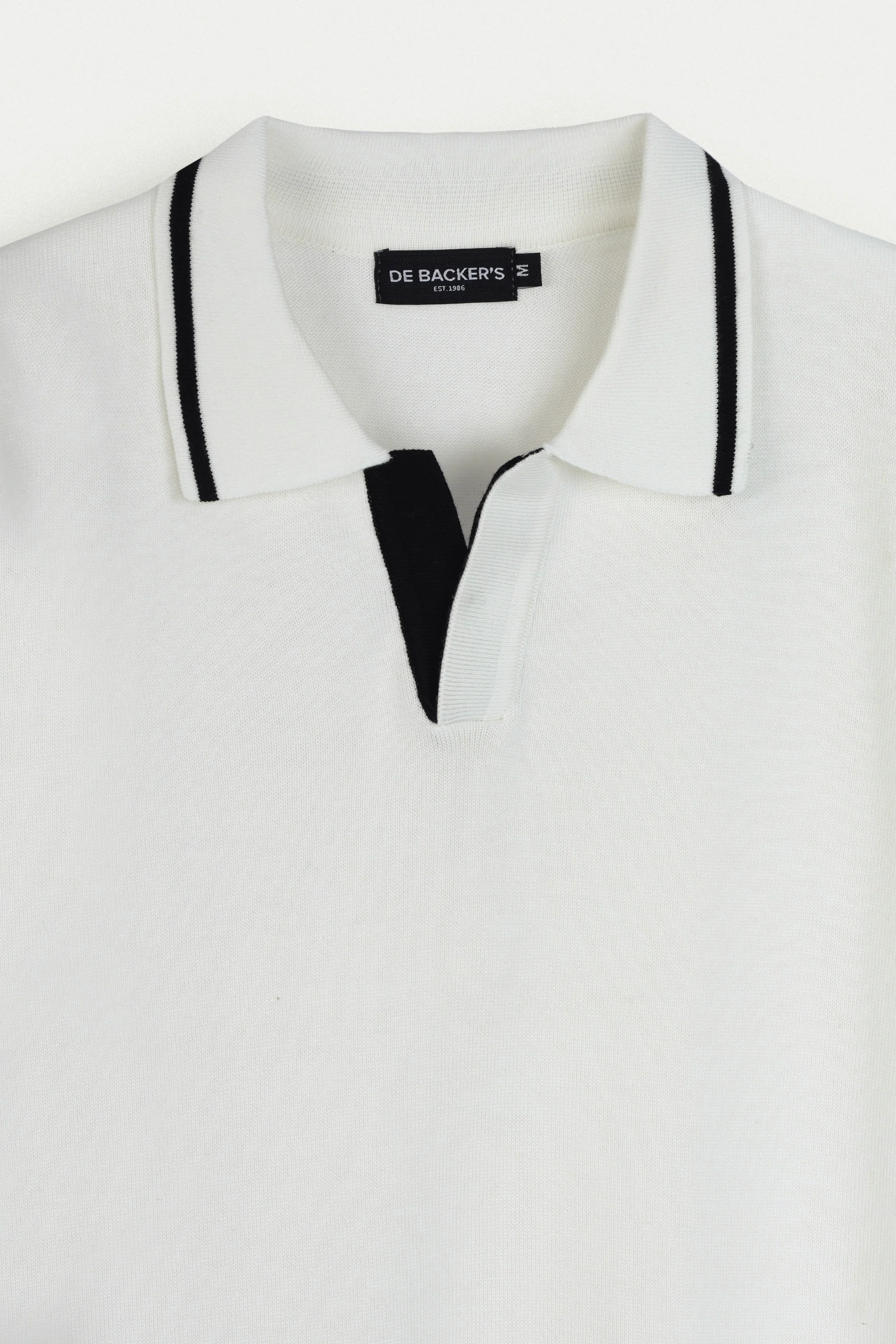 Knitted Off White V-Neck Polo - Image 2
