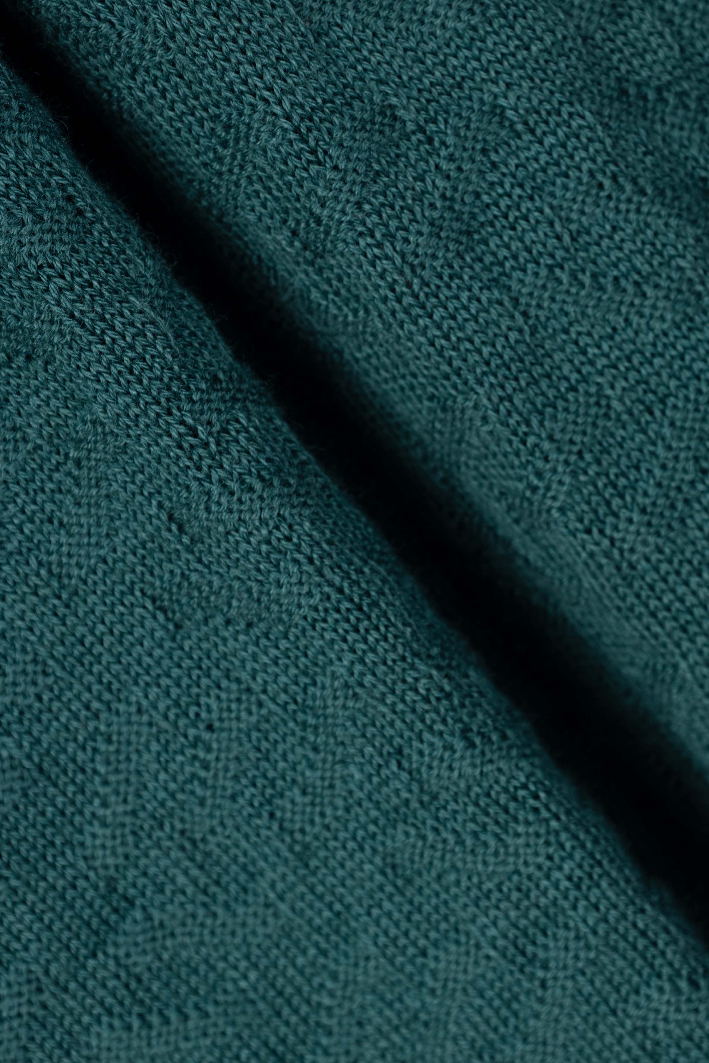 Dark Green Textured Knitted polo shirt - Image 5