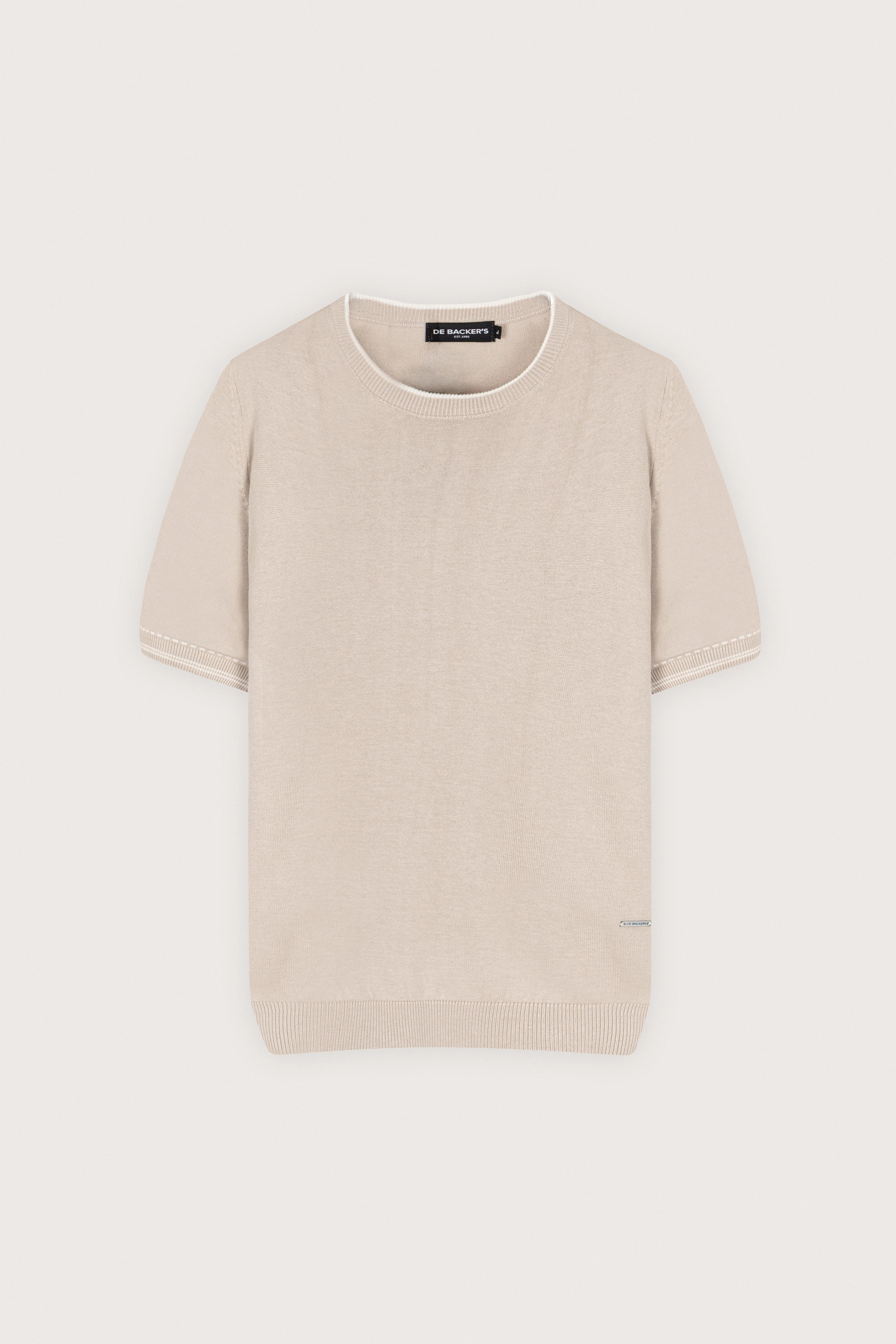 Light Beige knitted round neck T-shirt
