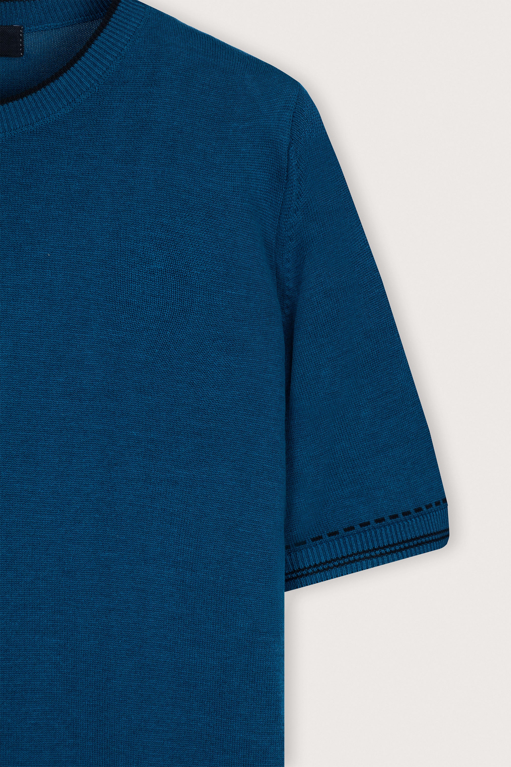 Navy knitted round neck t-shirt - Image 2