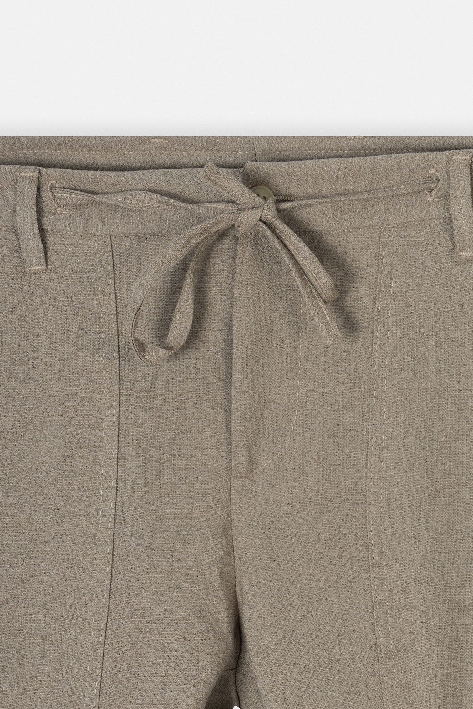 Laced-Up Camel Linen Look casual pants - Image 2