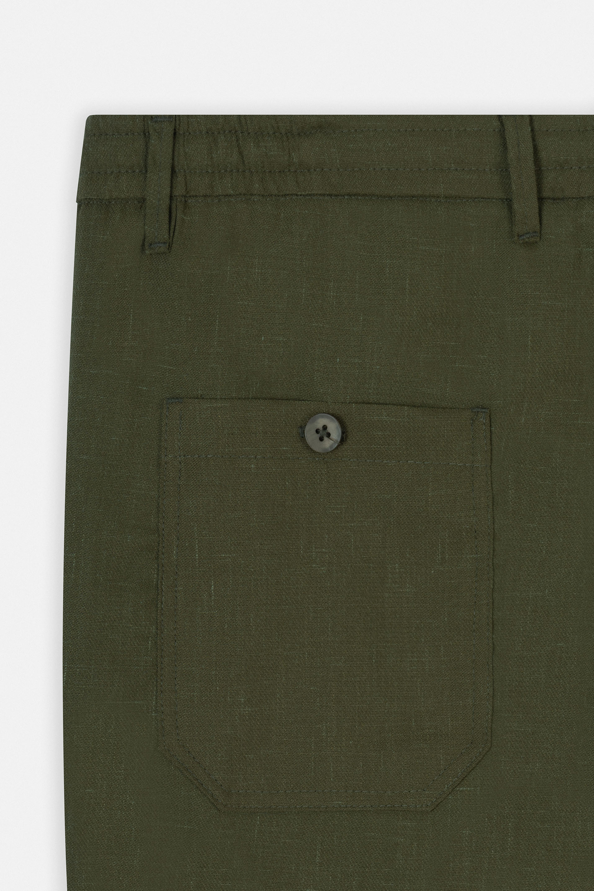 Laced-Up Dark Green Linen Look casual pants - Image 4
