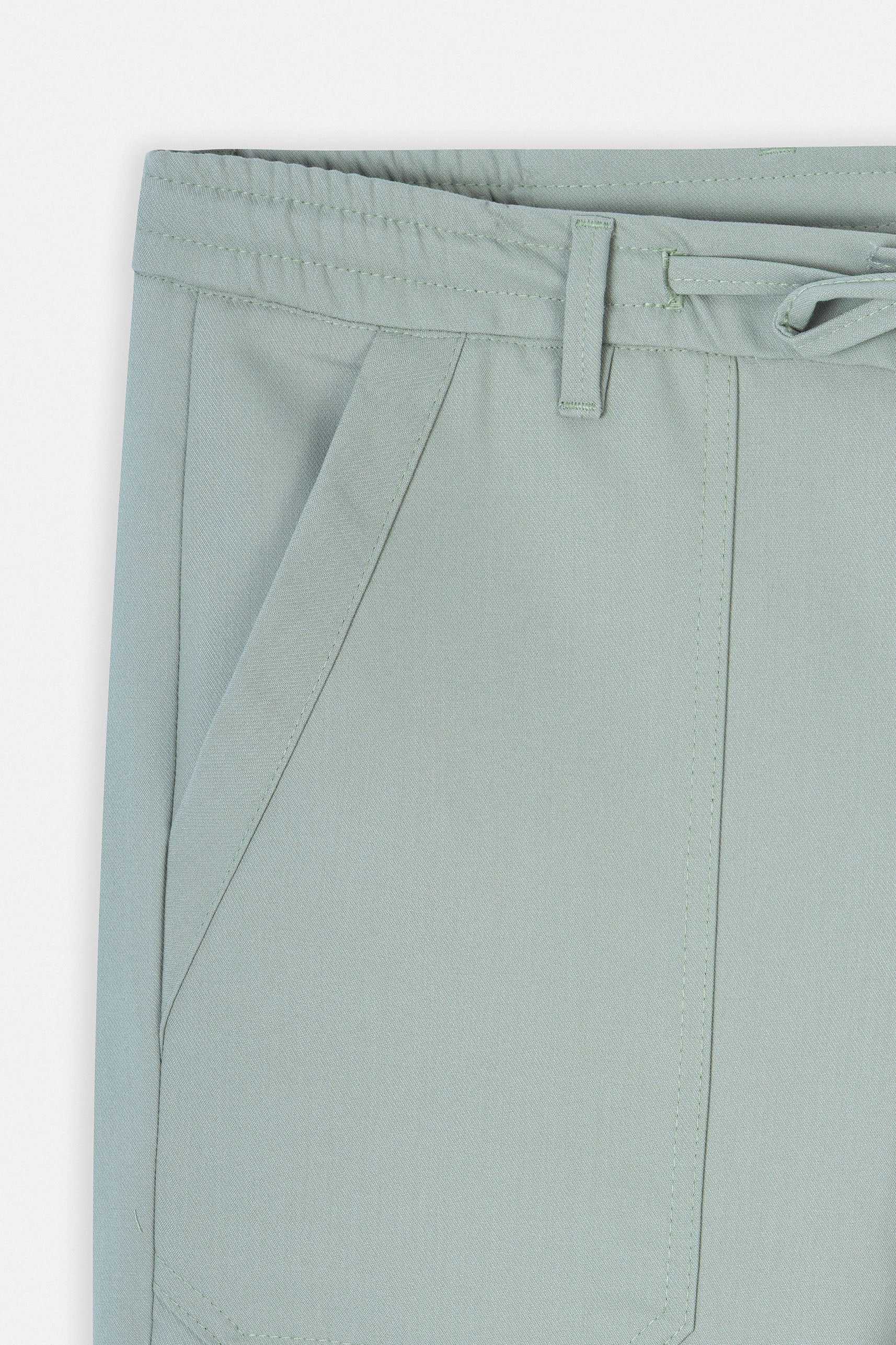 Laced-Up Green Linen Look casual pants - Image 3
