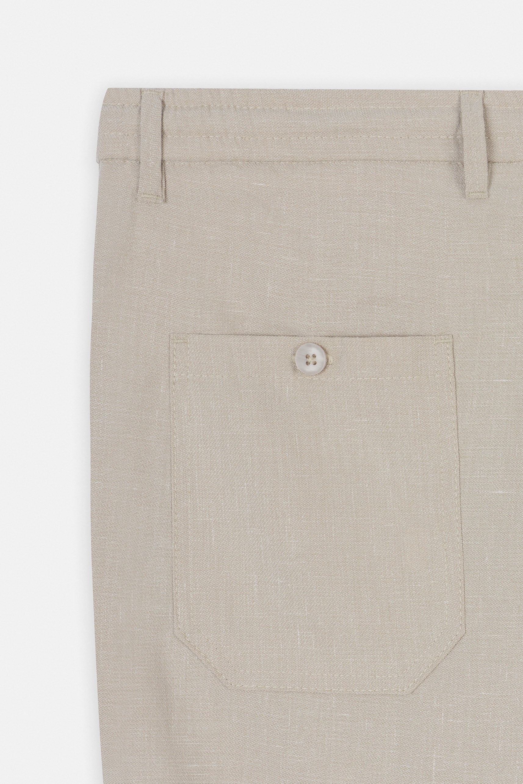 Laced-Up Light Beige Linen Look casual pants - Image 4