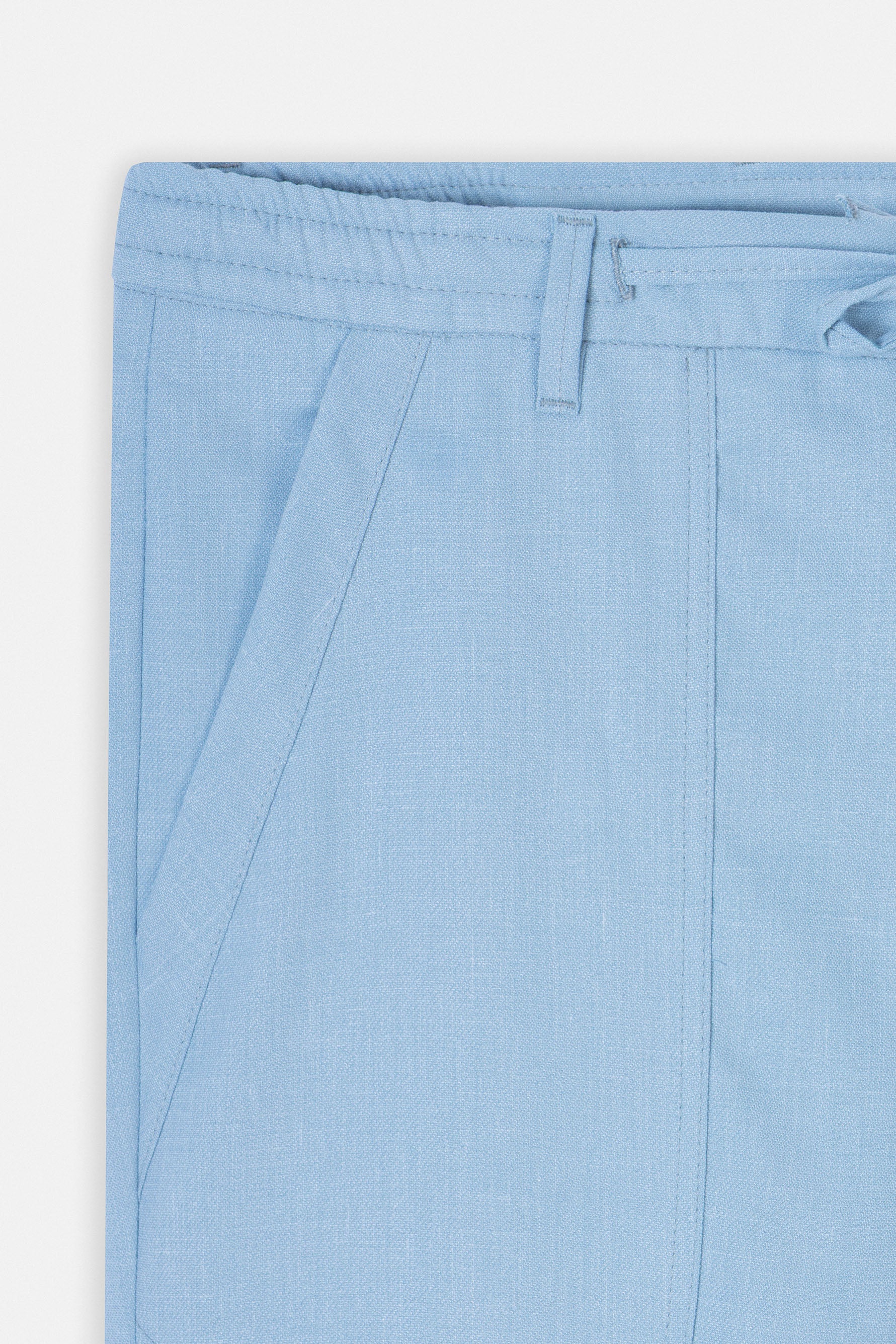 Laced-Up Light Blue Linen Look casual pants - Image 3