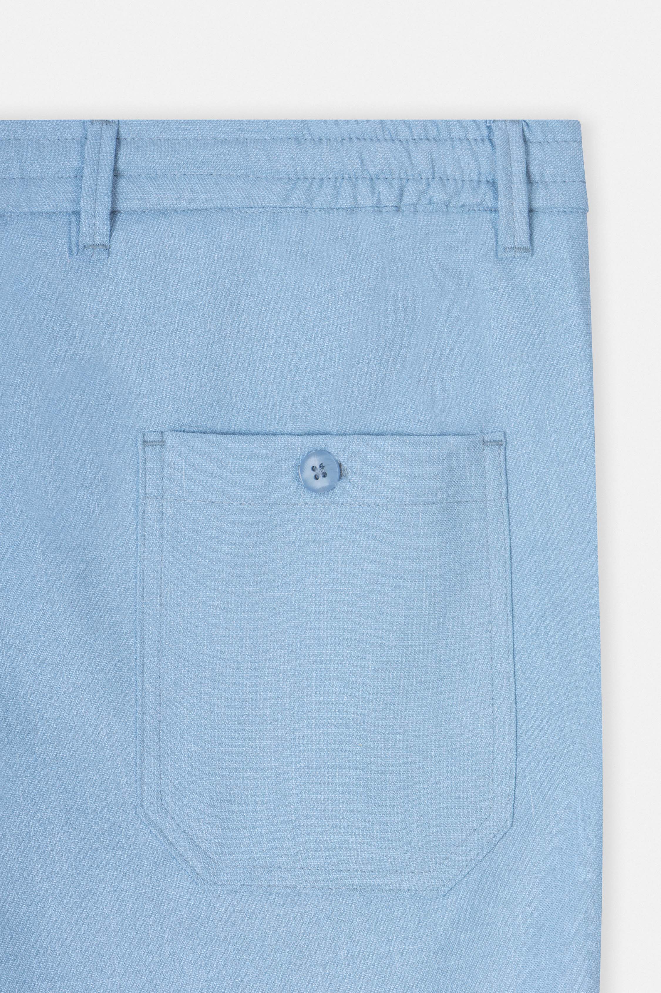 Laced-Up Light Blue Linen Look casual pants - Image 4