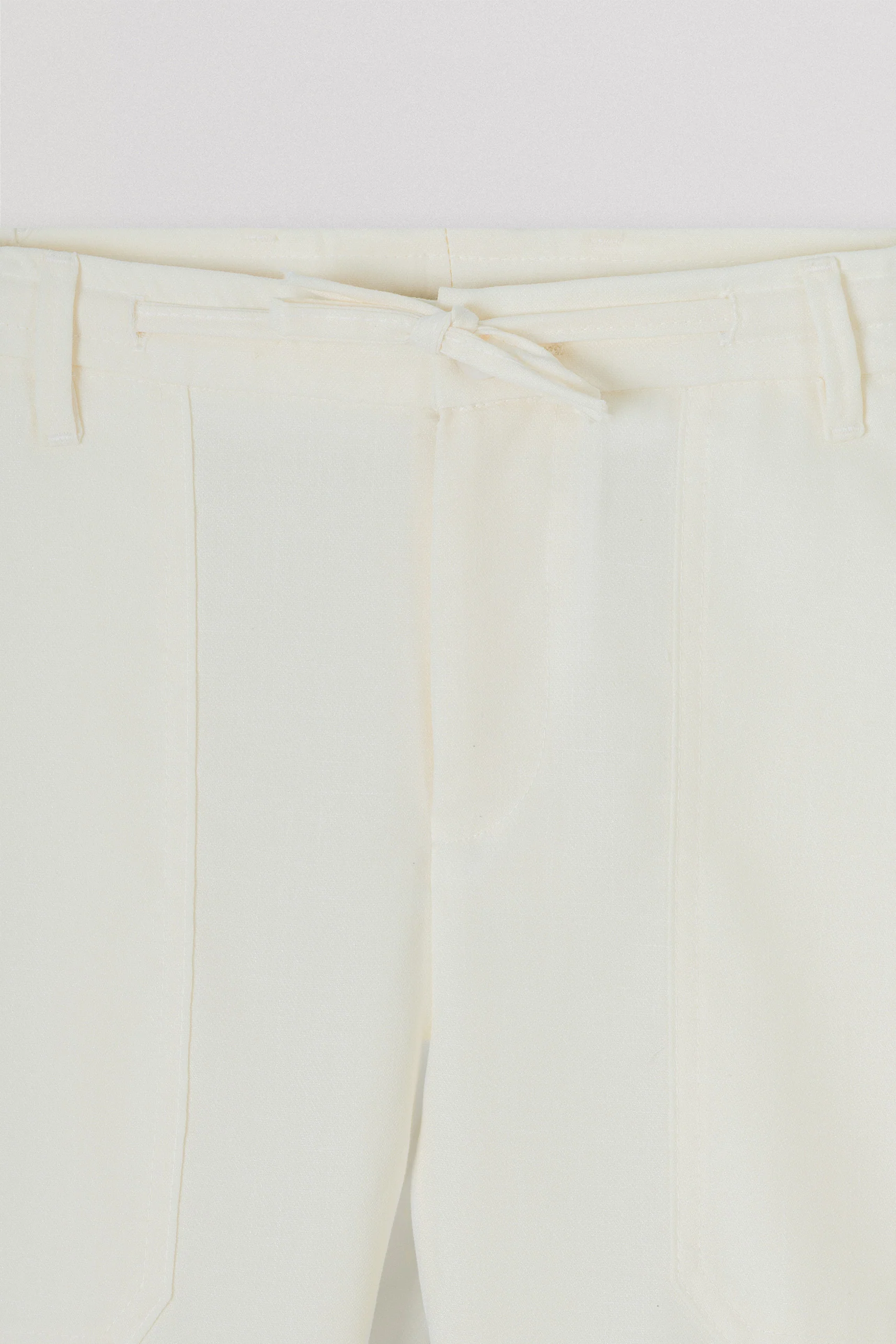 Laced-Up off White Linen Look casual pants - Image 2