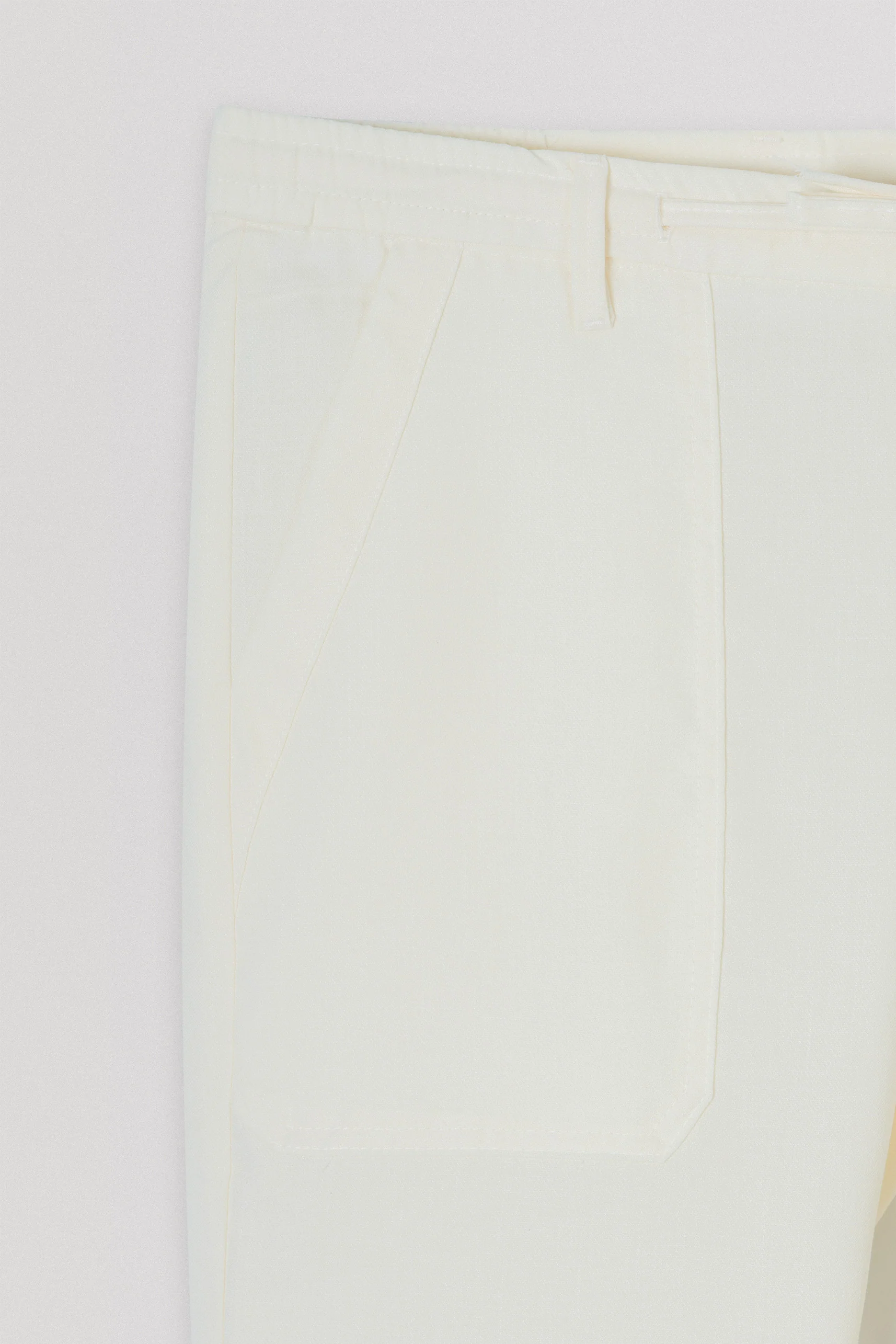 Laced-Up off White Linen Look casual pants - Image 3