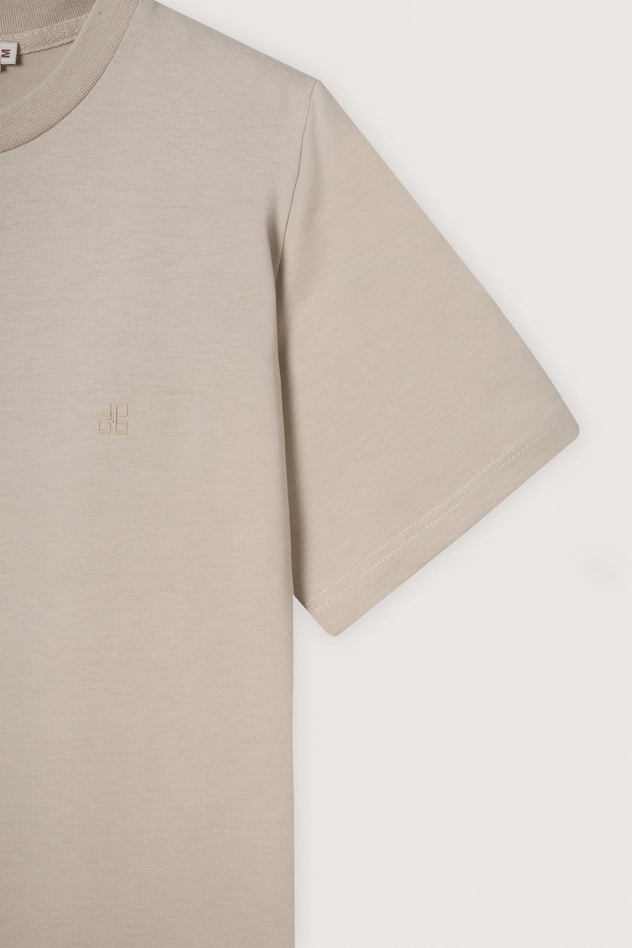 Light Beige Basic Round T-Shirt - Image 3