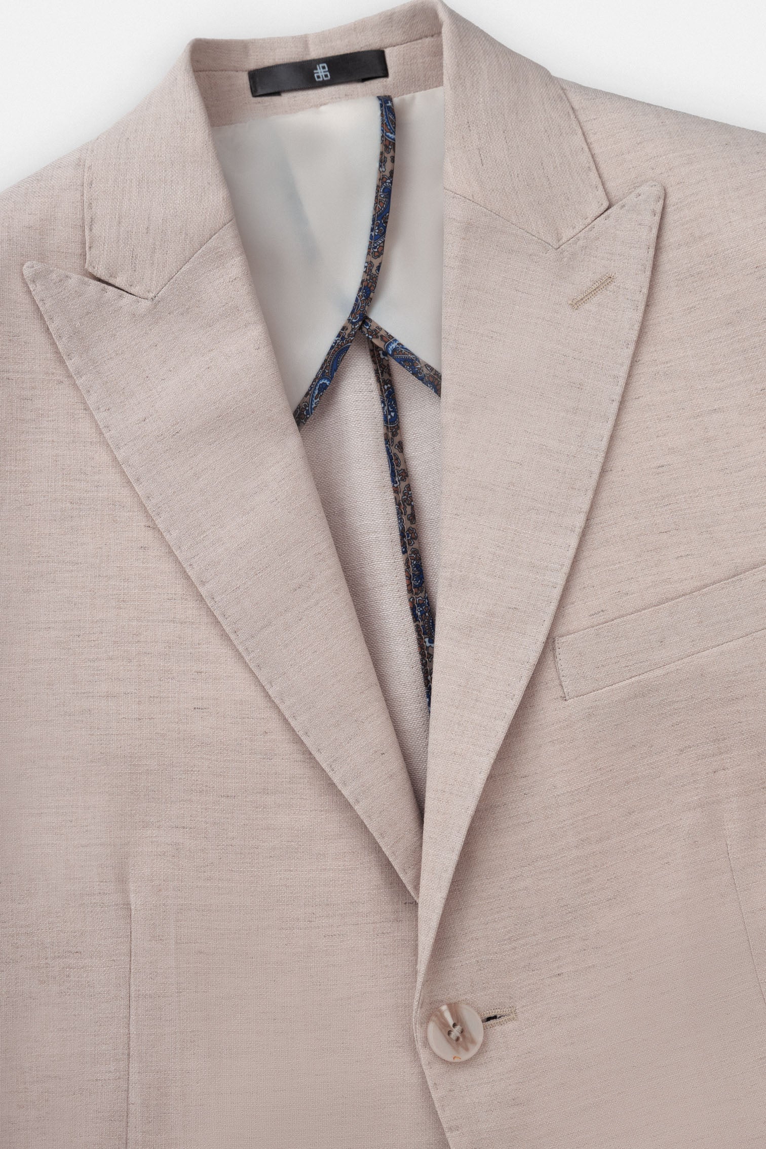 Light Beige Casual Linen Blend Blazer - Image 2
