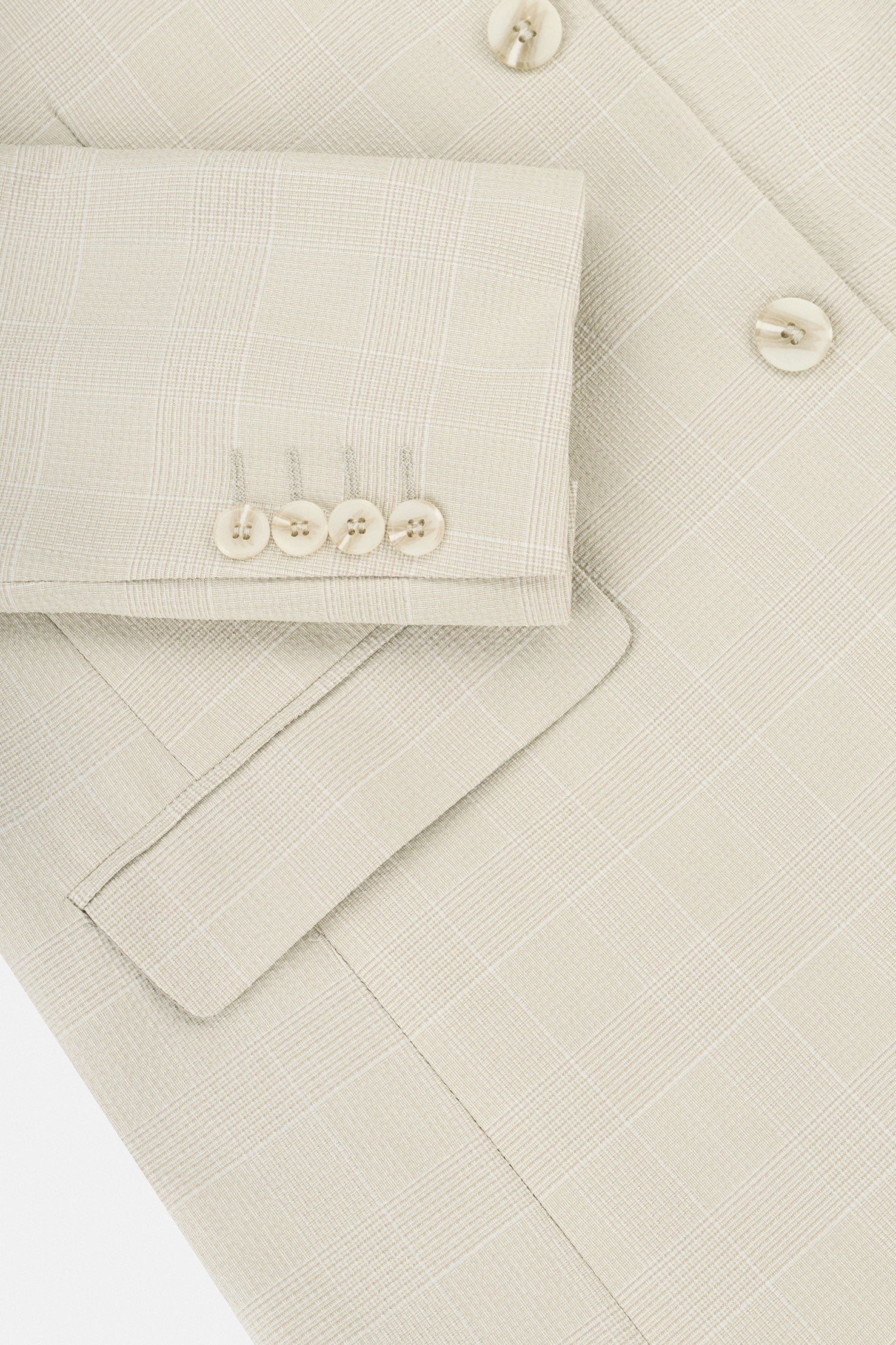 Light Beige Checked Casual Blazer - Image 3