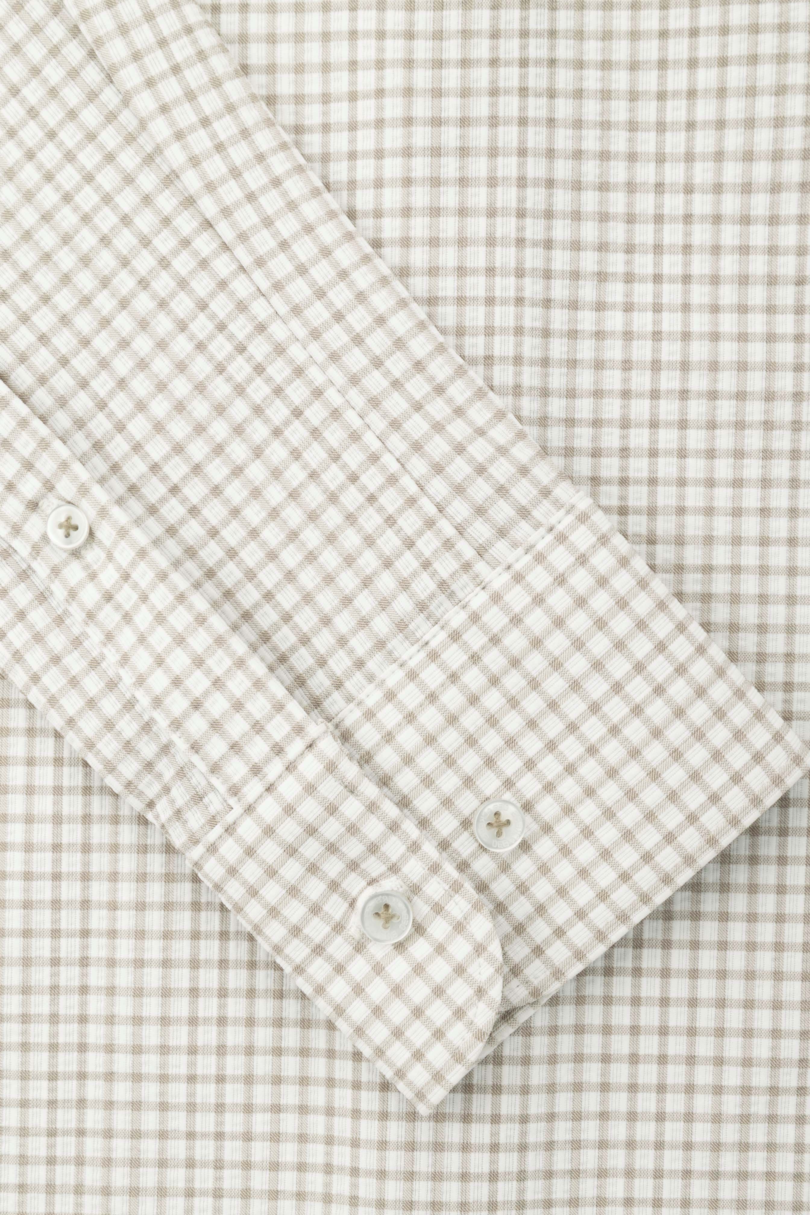 Light Beige Checked Casual Shirt - Image 3