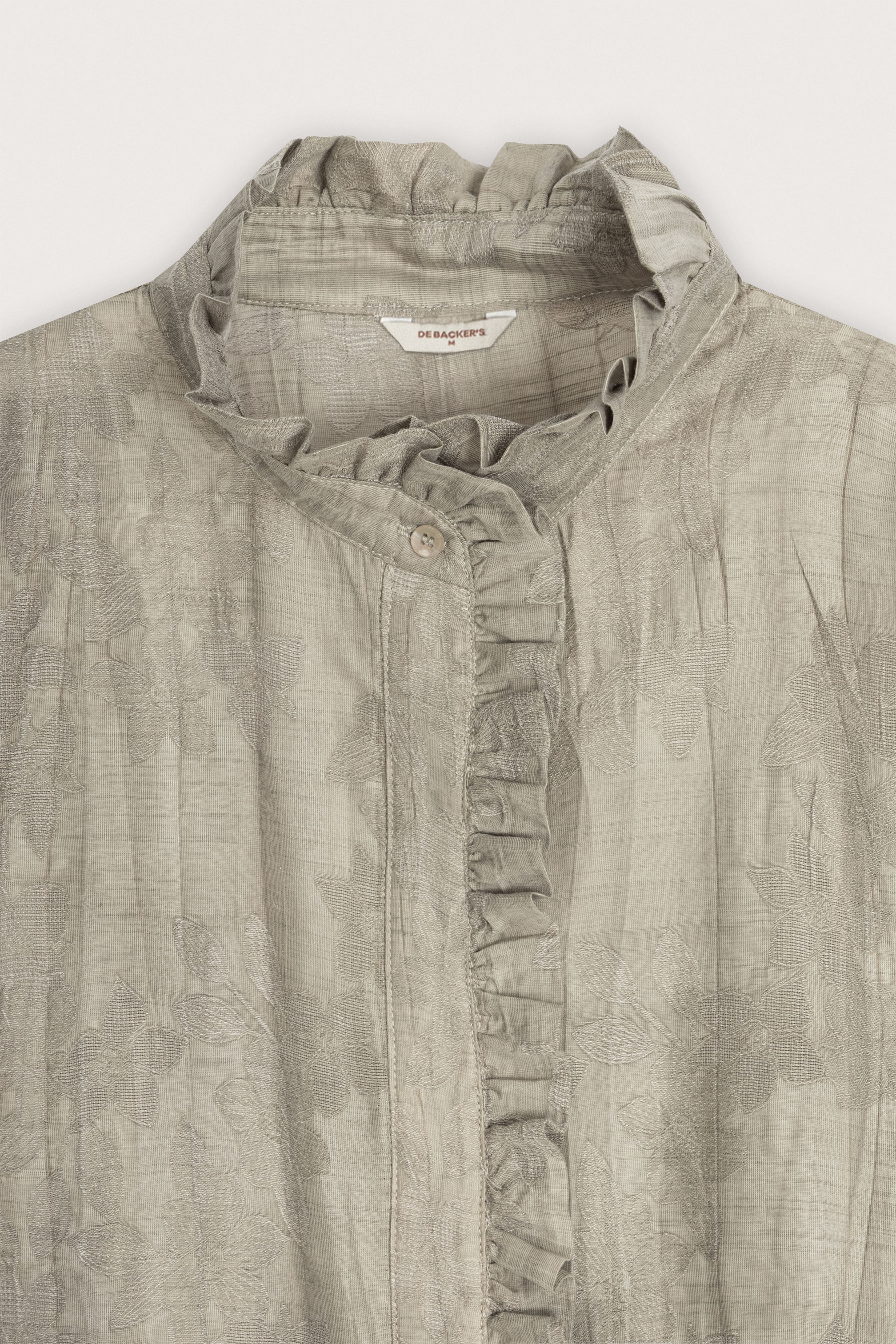 Light Beige Embroidered Ruffle Women's Shirt - Image 2