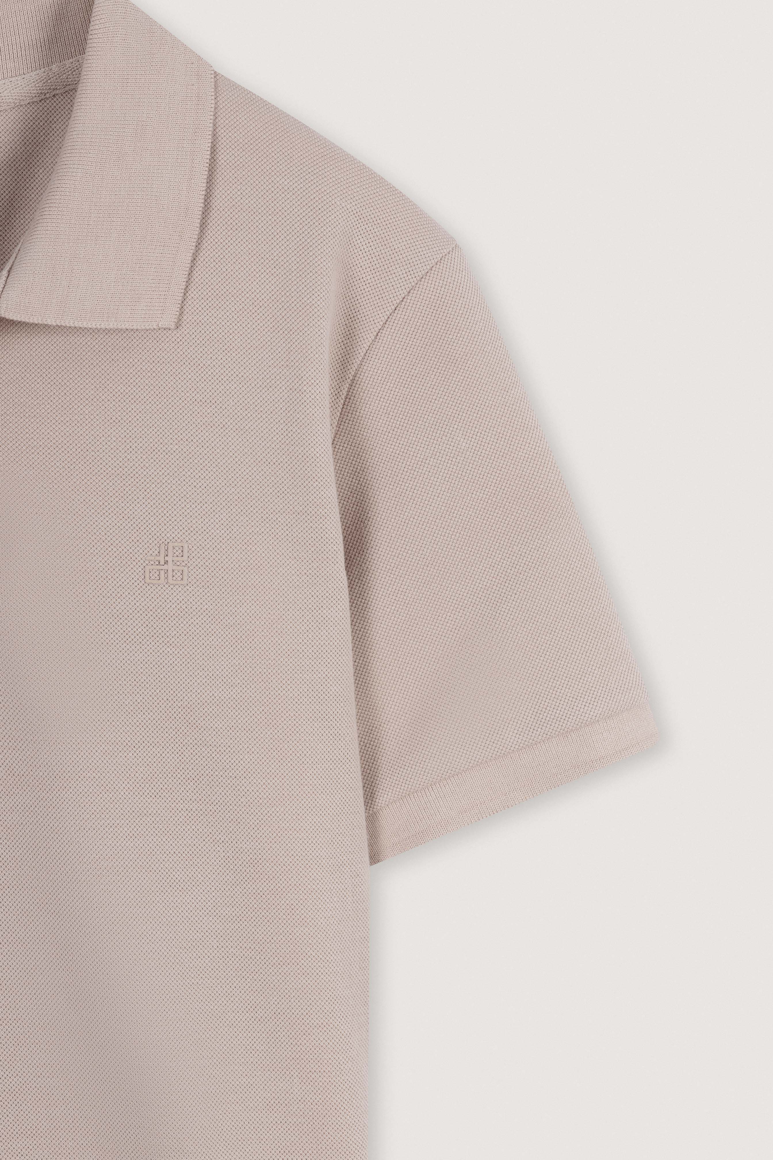 Light Beige Pique Polo T-Shirt - Image 3