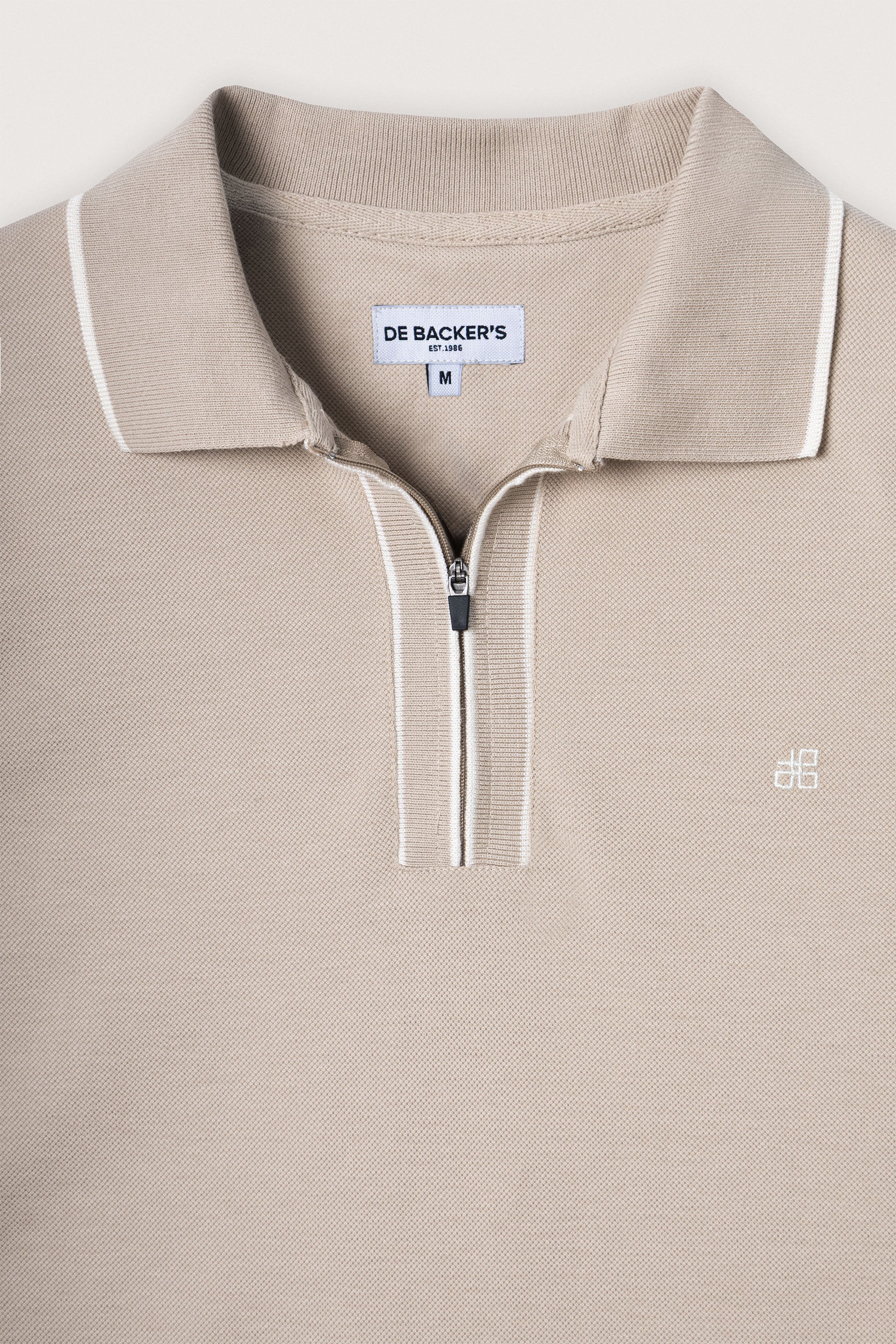 Light Beige Pique Zip-Up Polo - Image 2