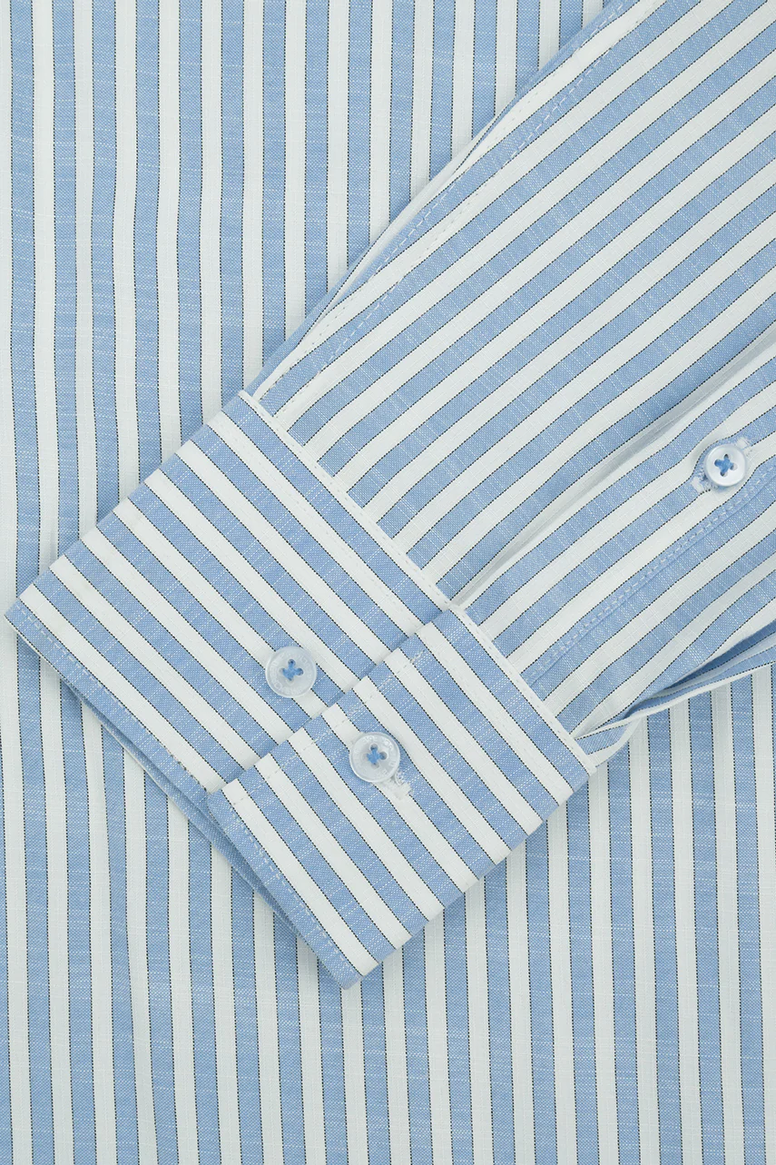 Striped Light Blue Casual Shirt - Image 3