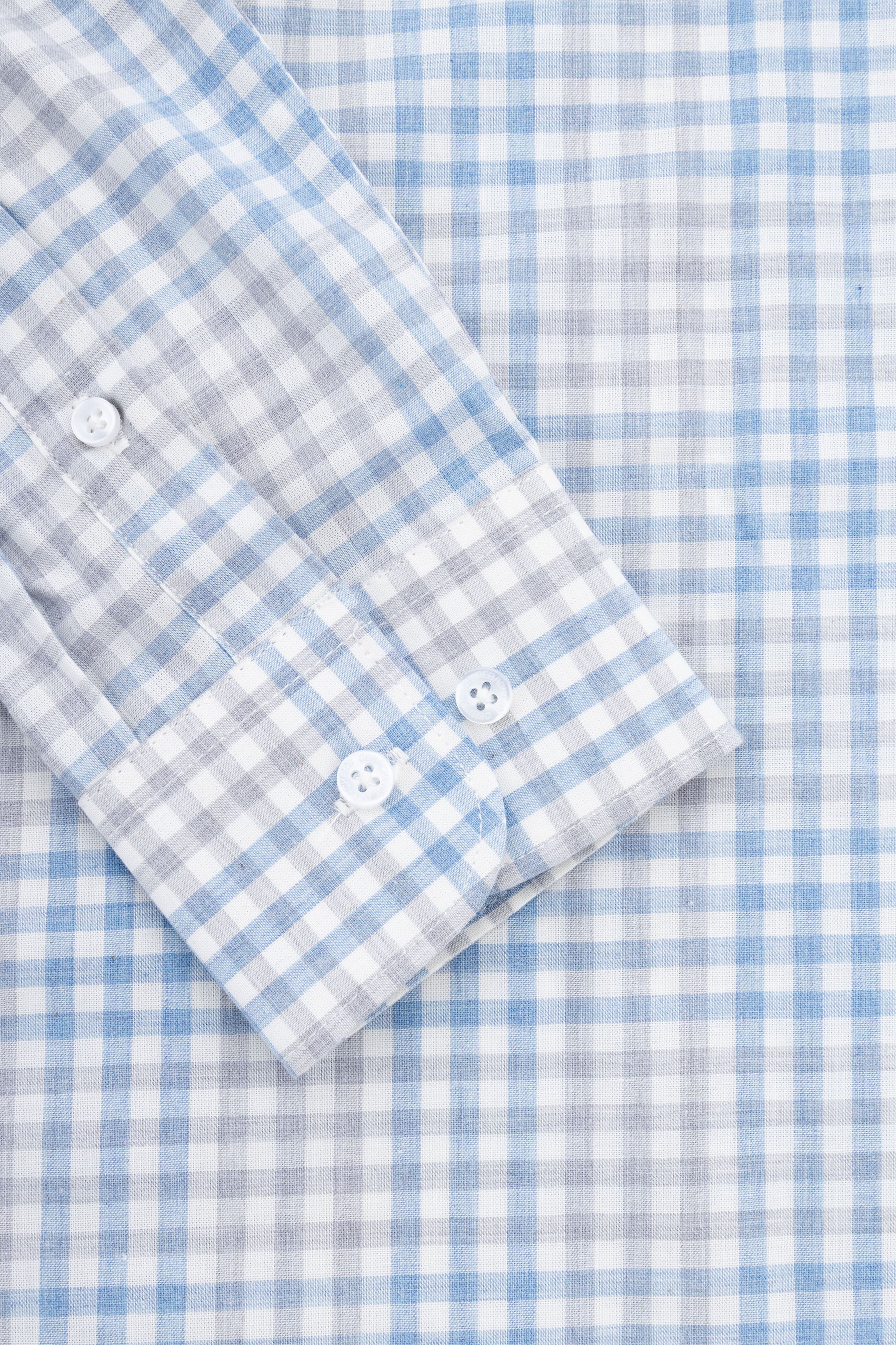 Light Blue Checked Casual Shirt - Image 3