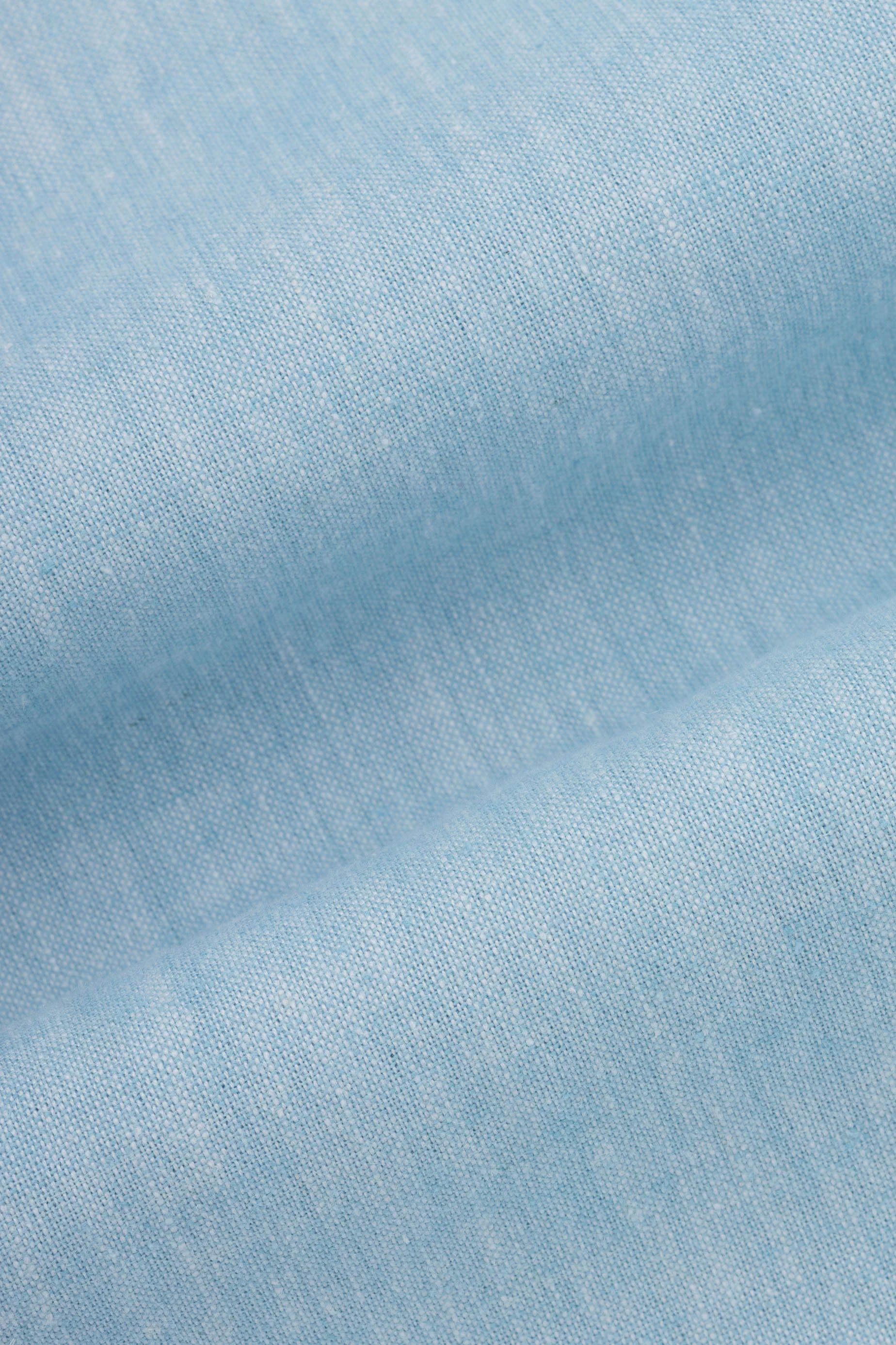 Light Blue Linen Blend Smart Casual Shirt - Image 4