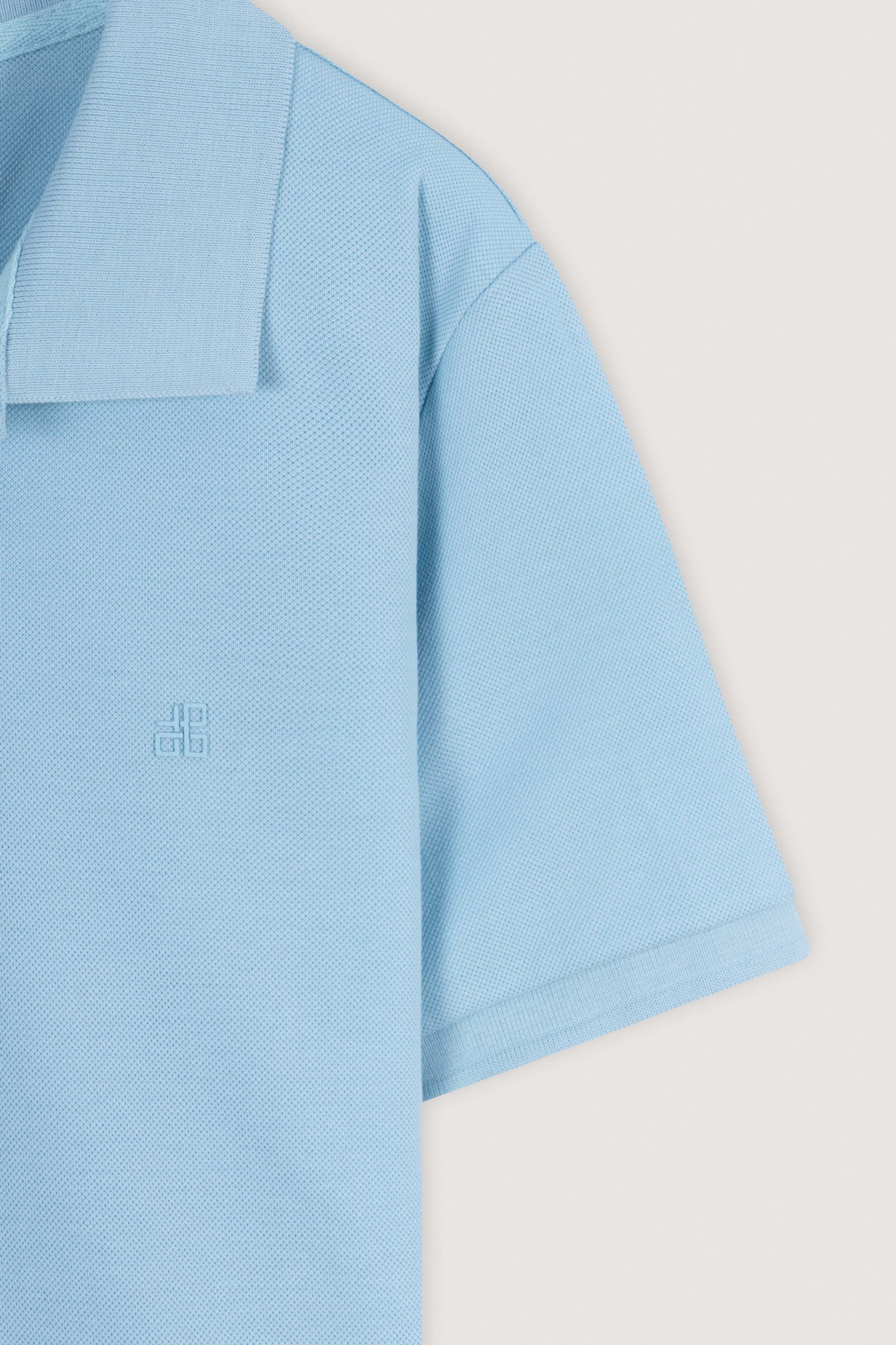 Light Blue Pique Polo T-Shirt - Image 3