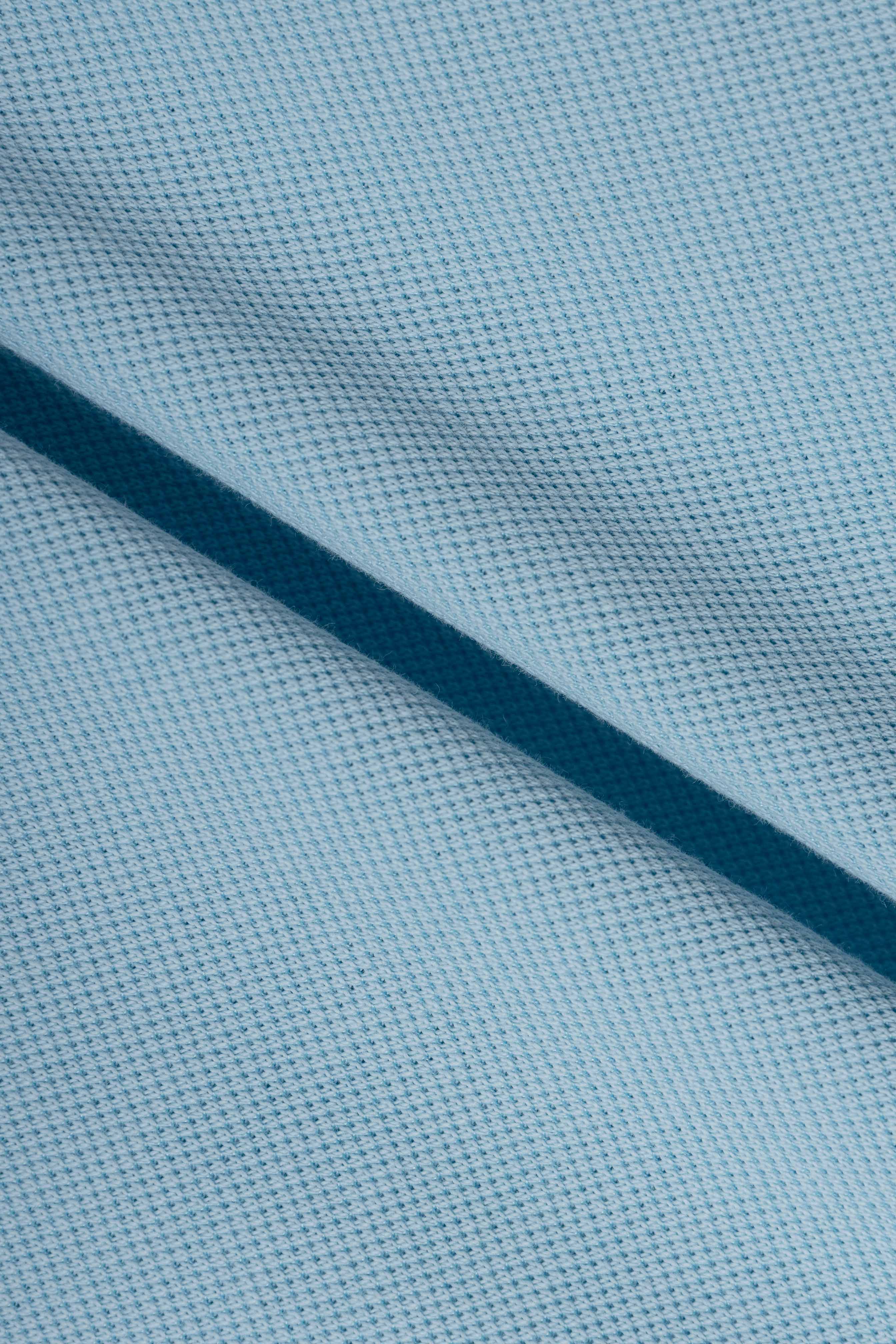 Light Blue Pique V neck Polo - Image 4