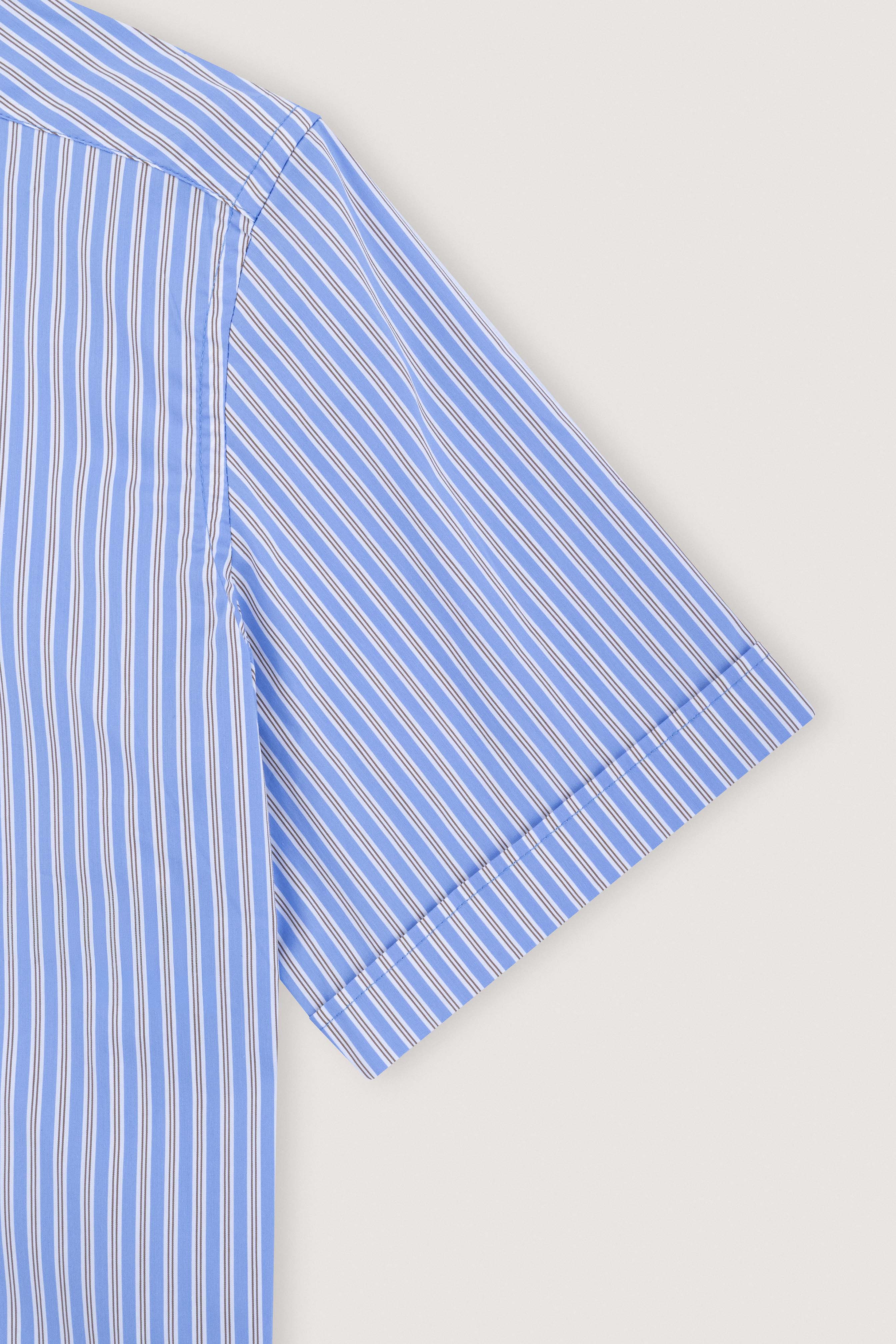 Light Blue Striped Smart Casual Short Sleeves Shirt - Image 3