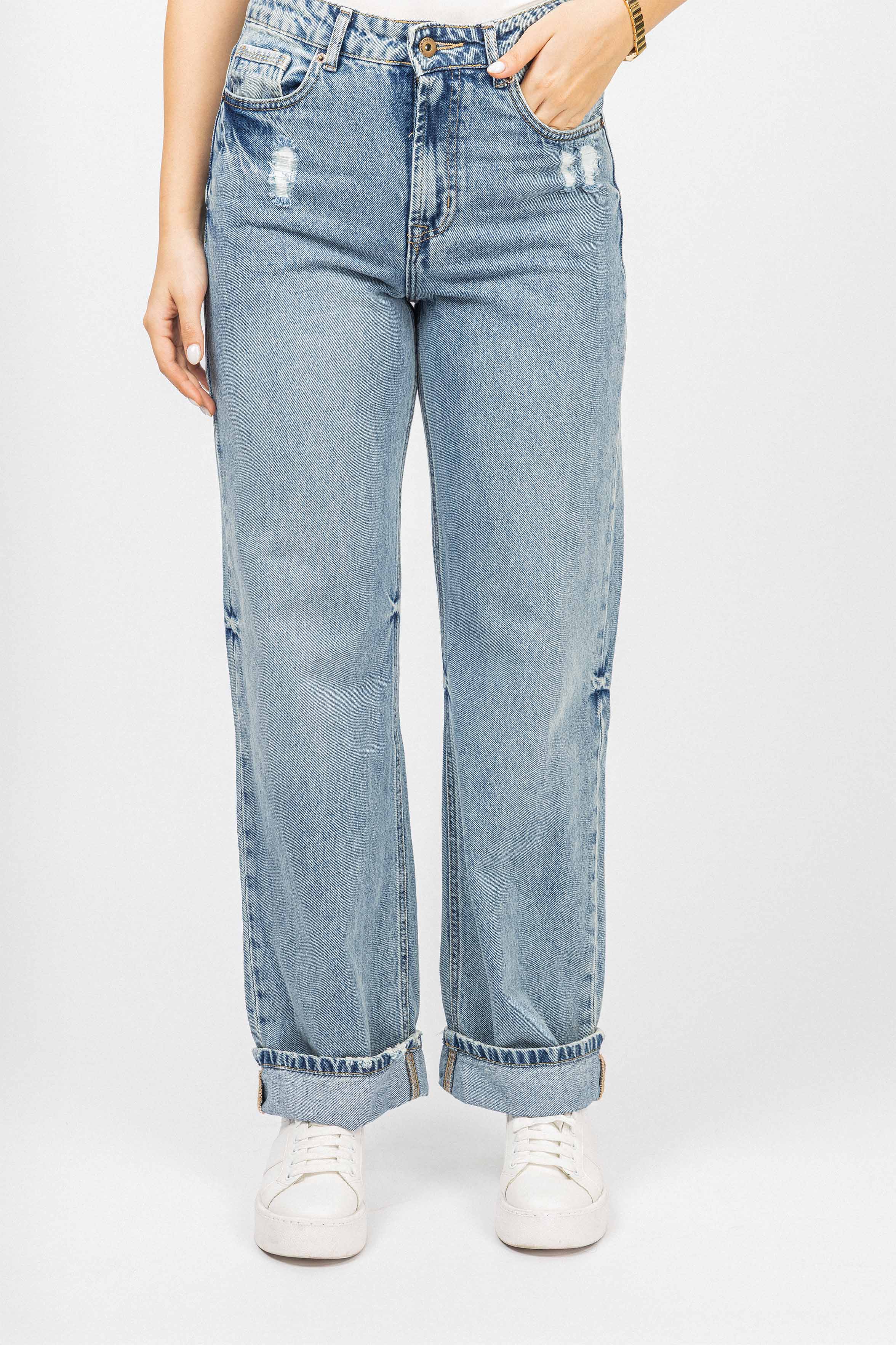 Light Blue Washed Straight Jeans - Image 2