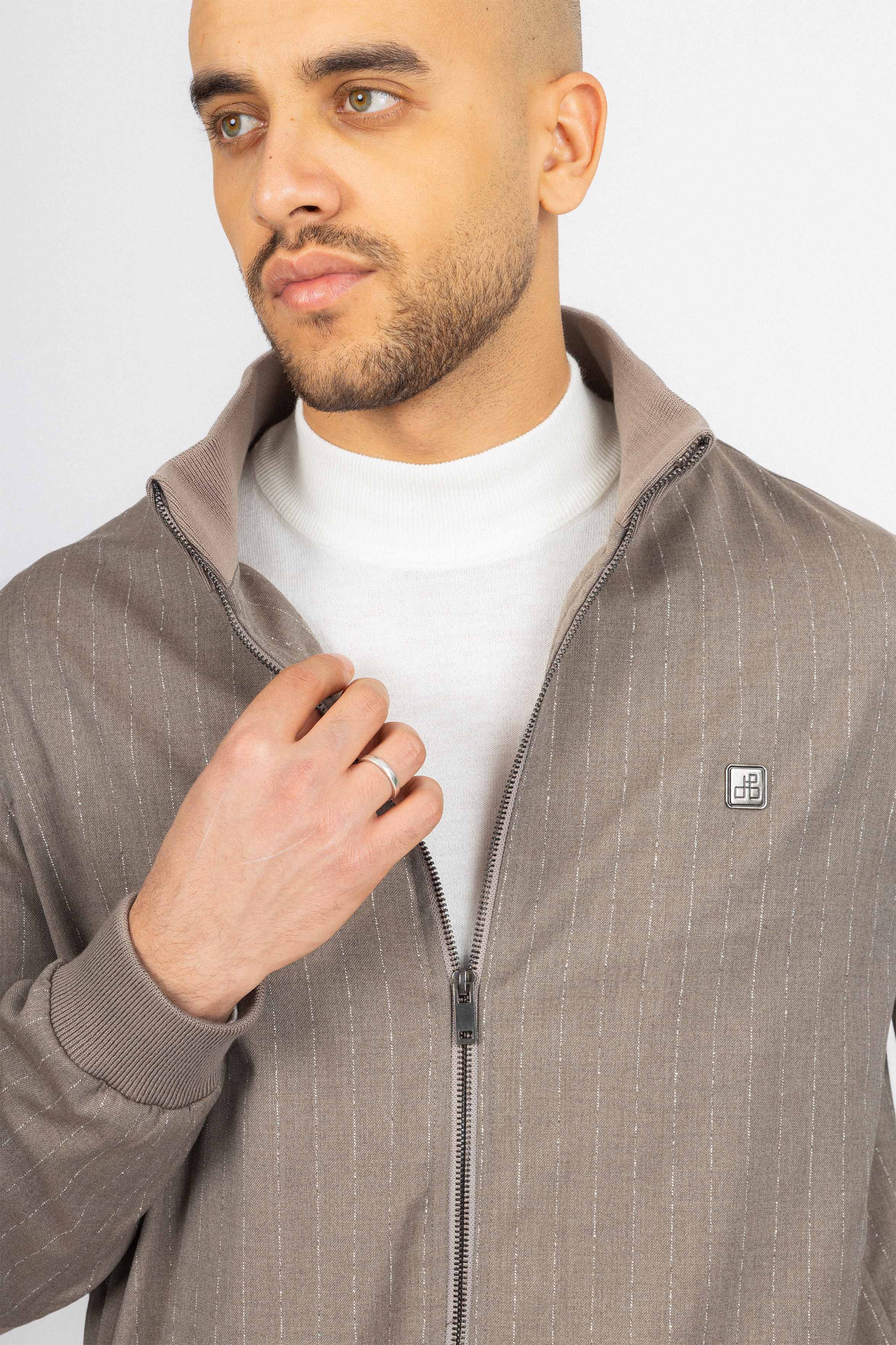 Light Brown Striped Mens Casual Set - Image 3