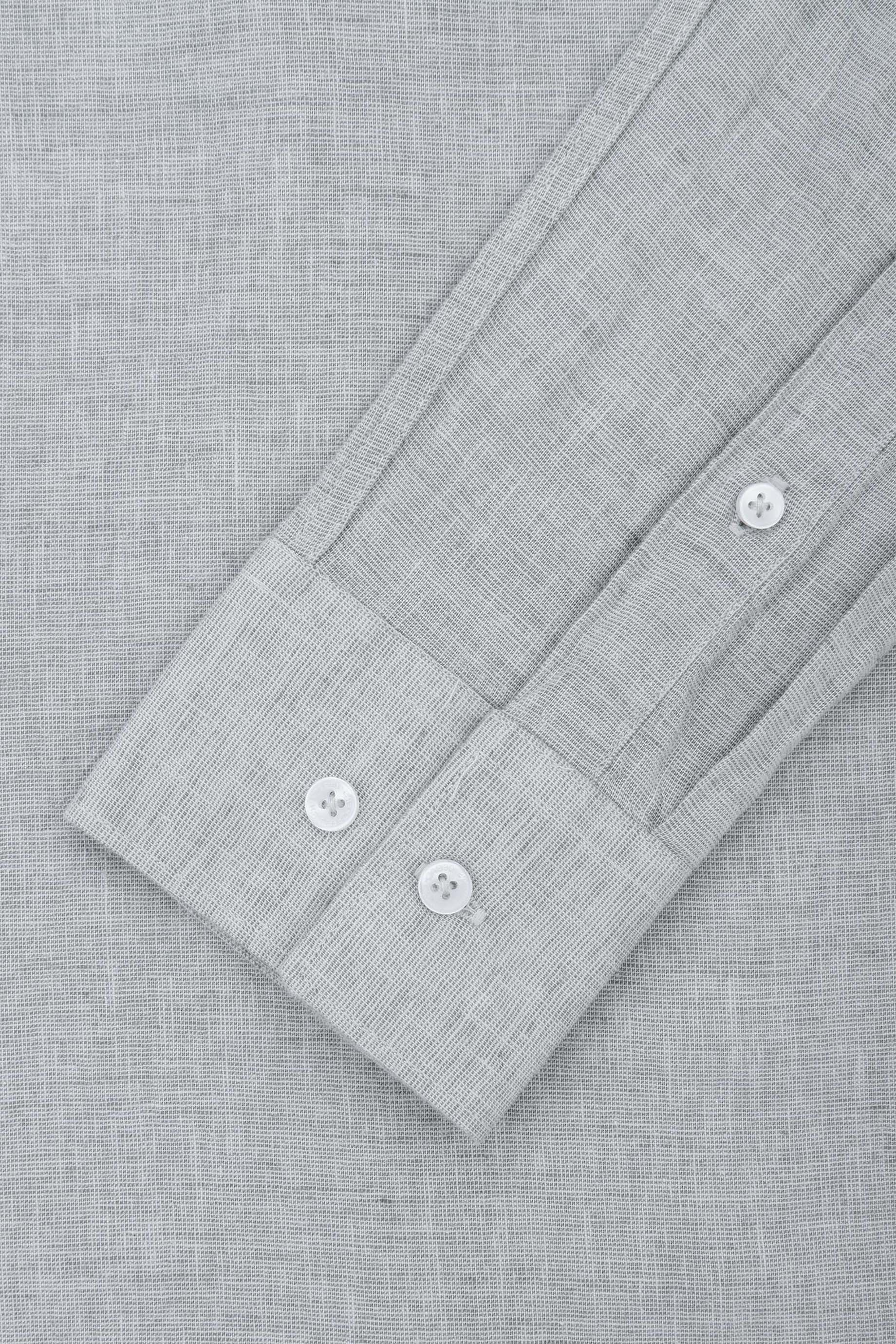 Light Gray Linen Blend Casual Shirt - Image 3