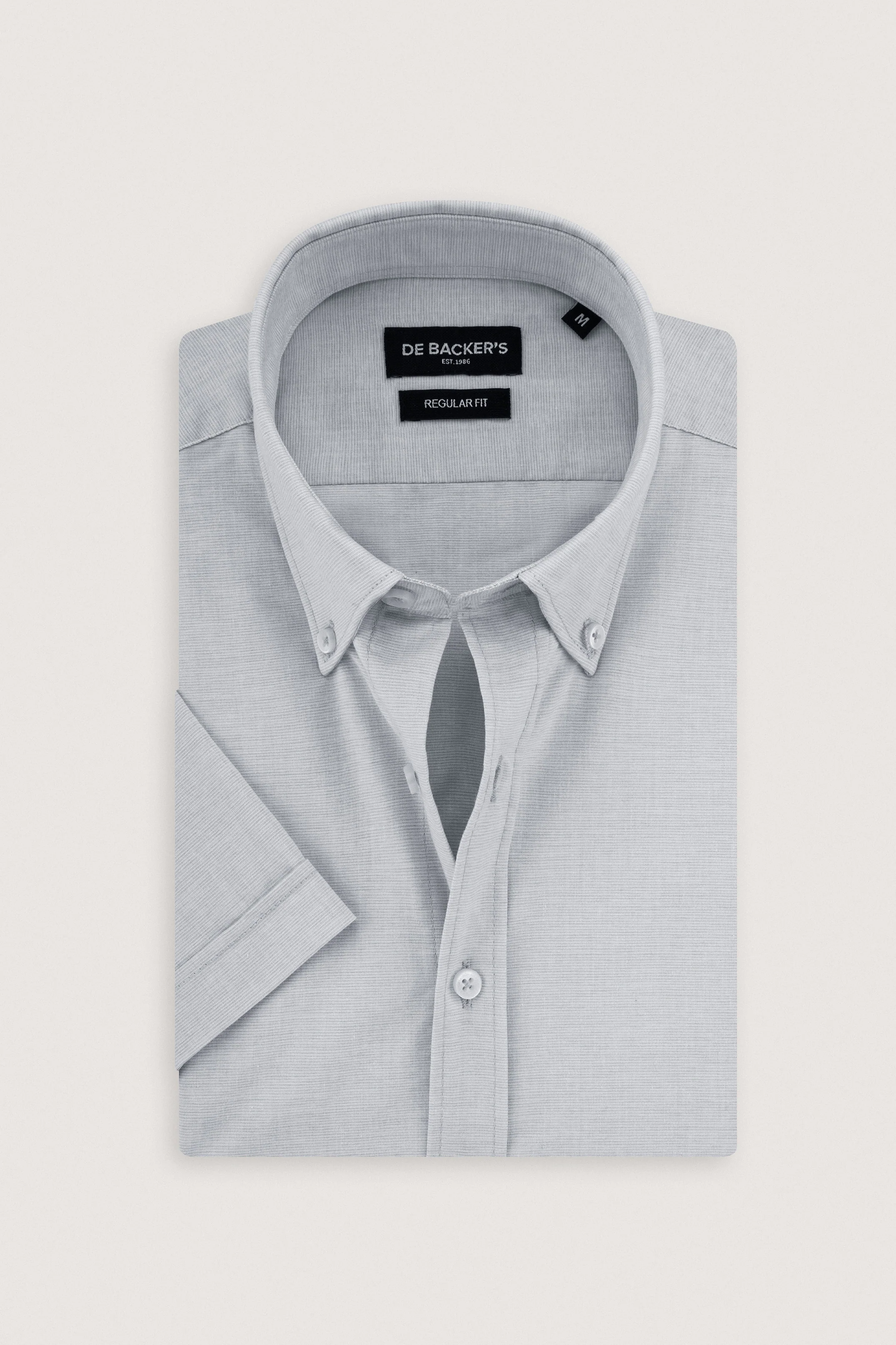 Light Gray Patterned Short Sleeves Shirt
