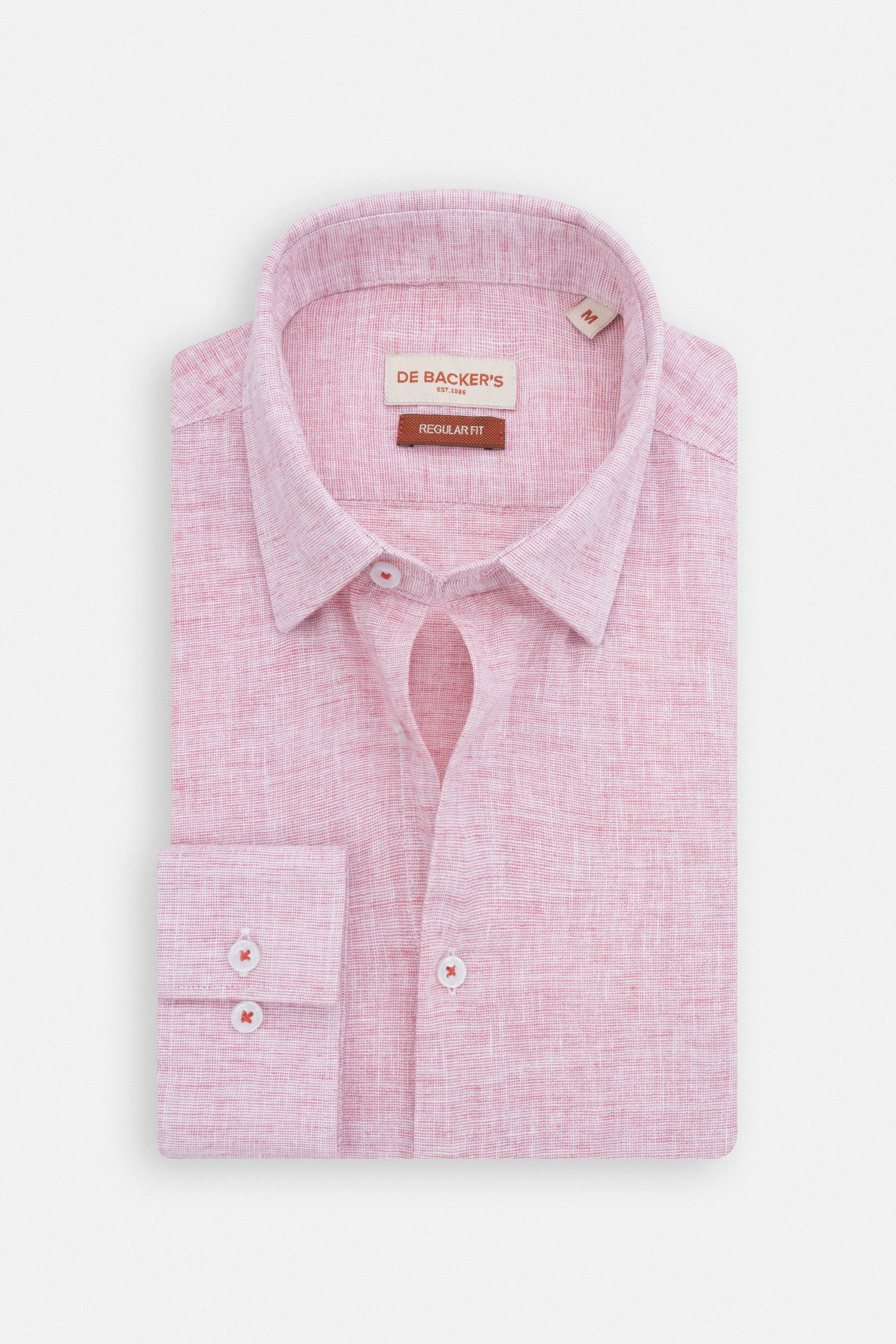 Light Rose Linen Blend Smart Casual Shirt