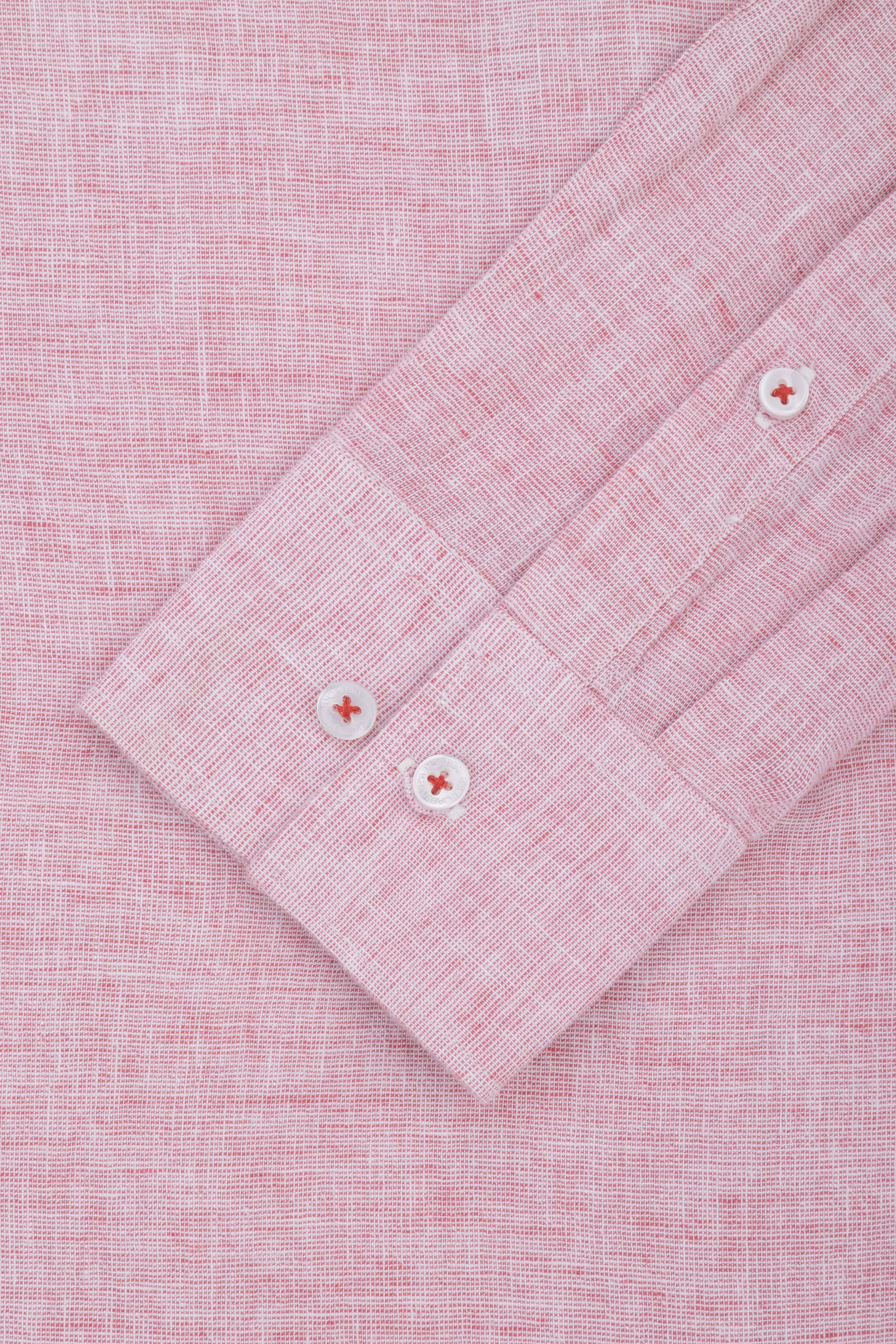 Light Rose Linen Blend Smart Casual Shirt - Image 3