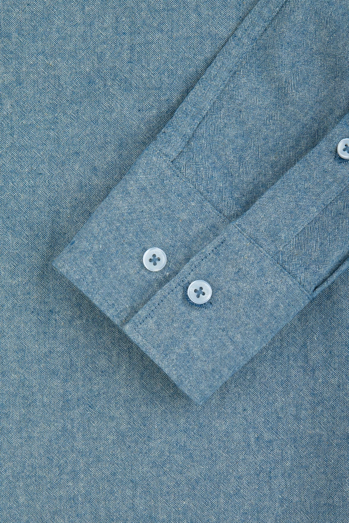 Light Teal Blue Linen Blend Casual Shirt - Image 6