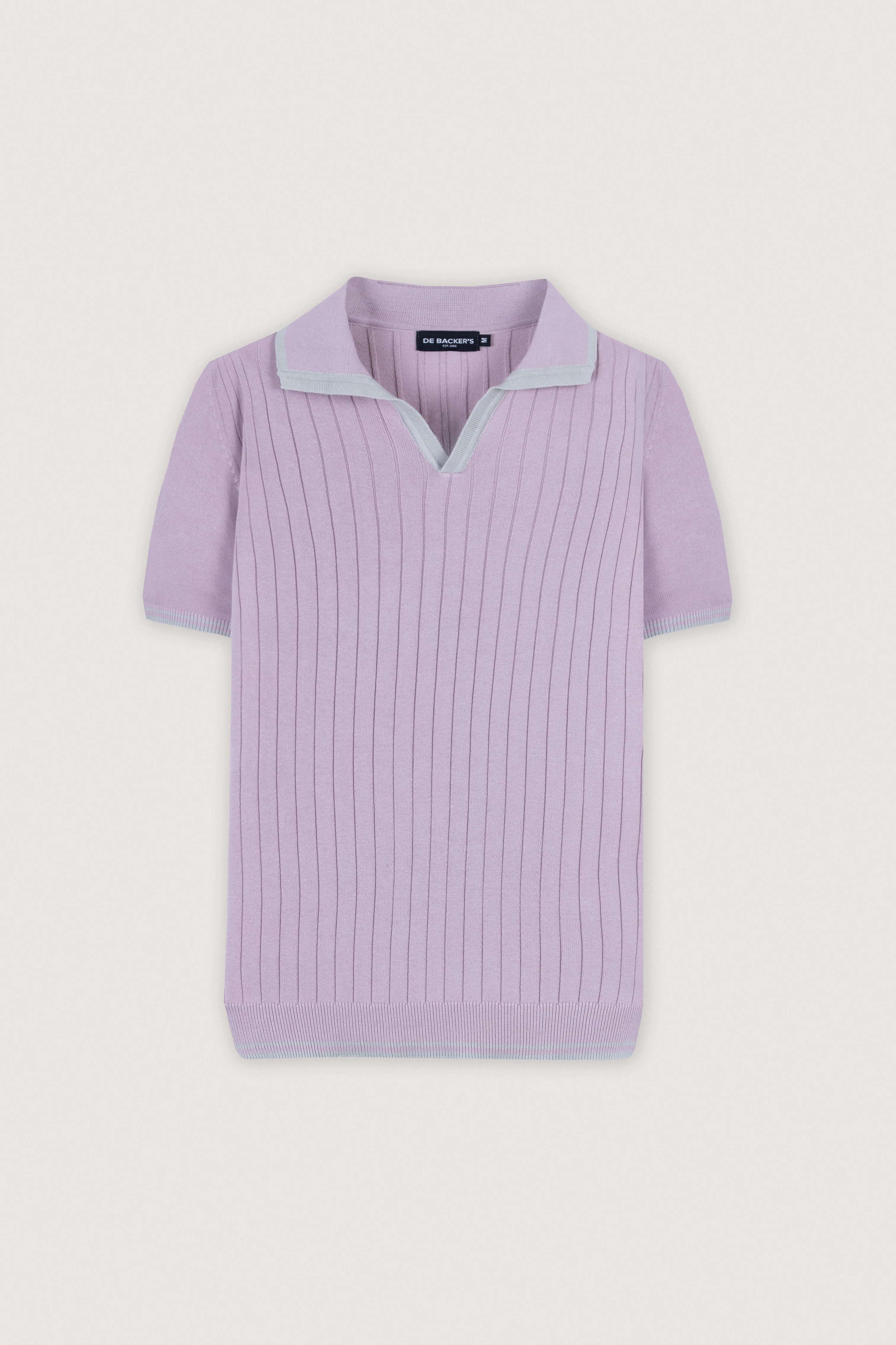 Mauve Knitted V-neck Polo