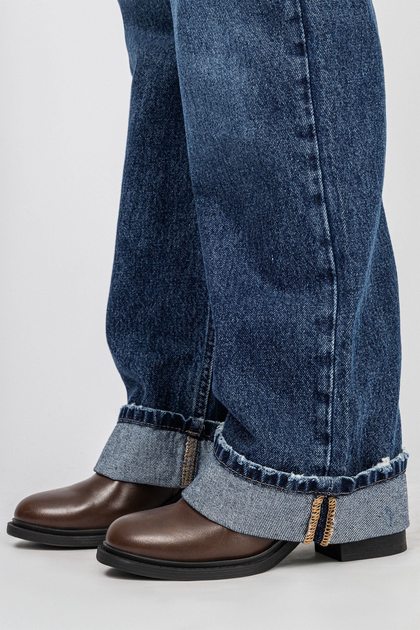 Medium Dark Blue Washed Straight Jeans - Image 4