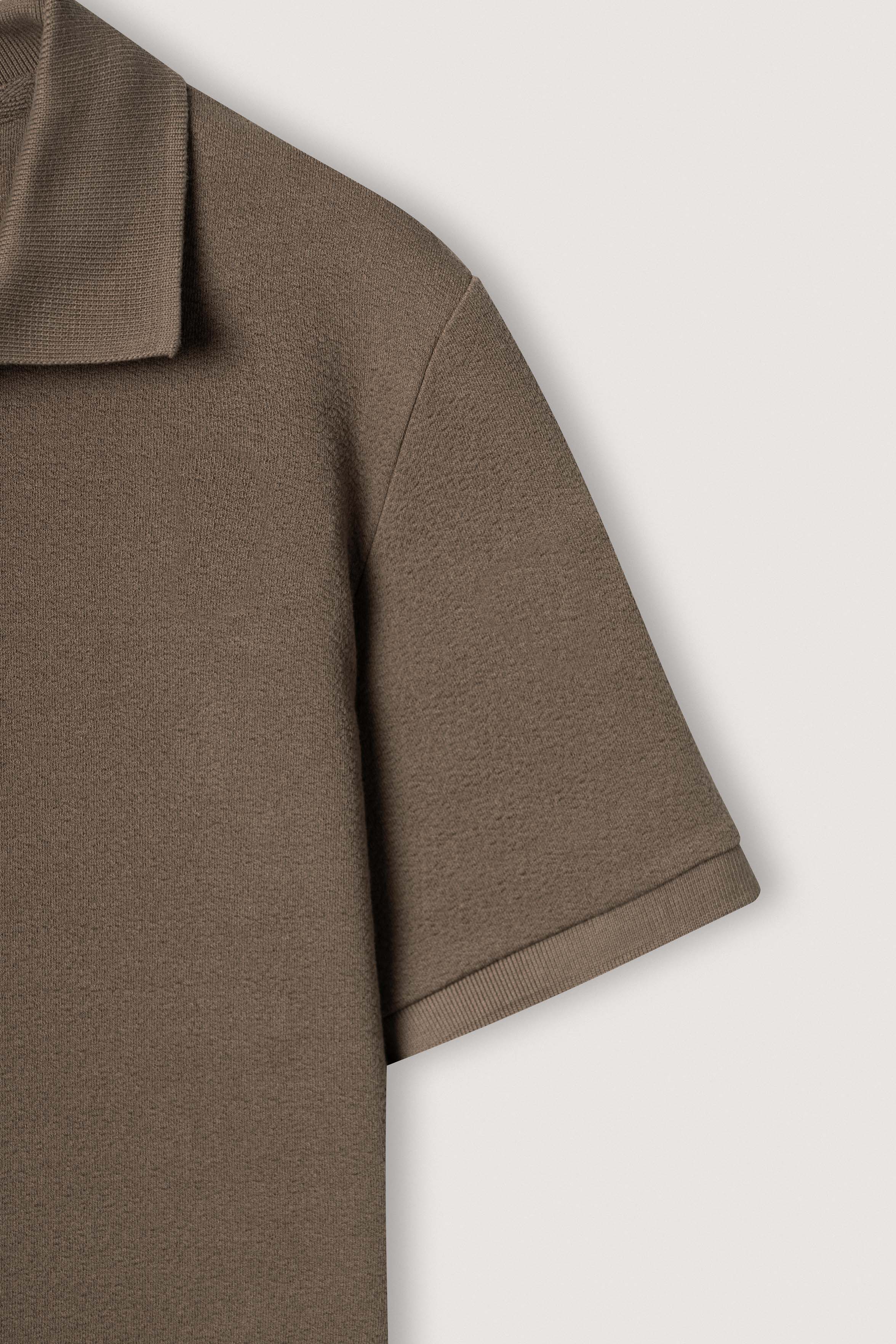 Mocha Jacquard  Polo T-Shirt - Image 3